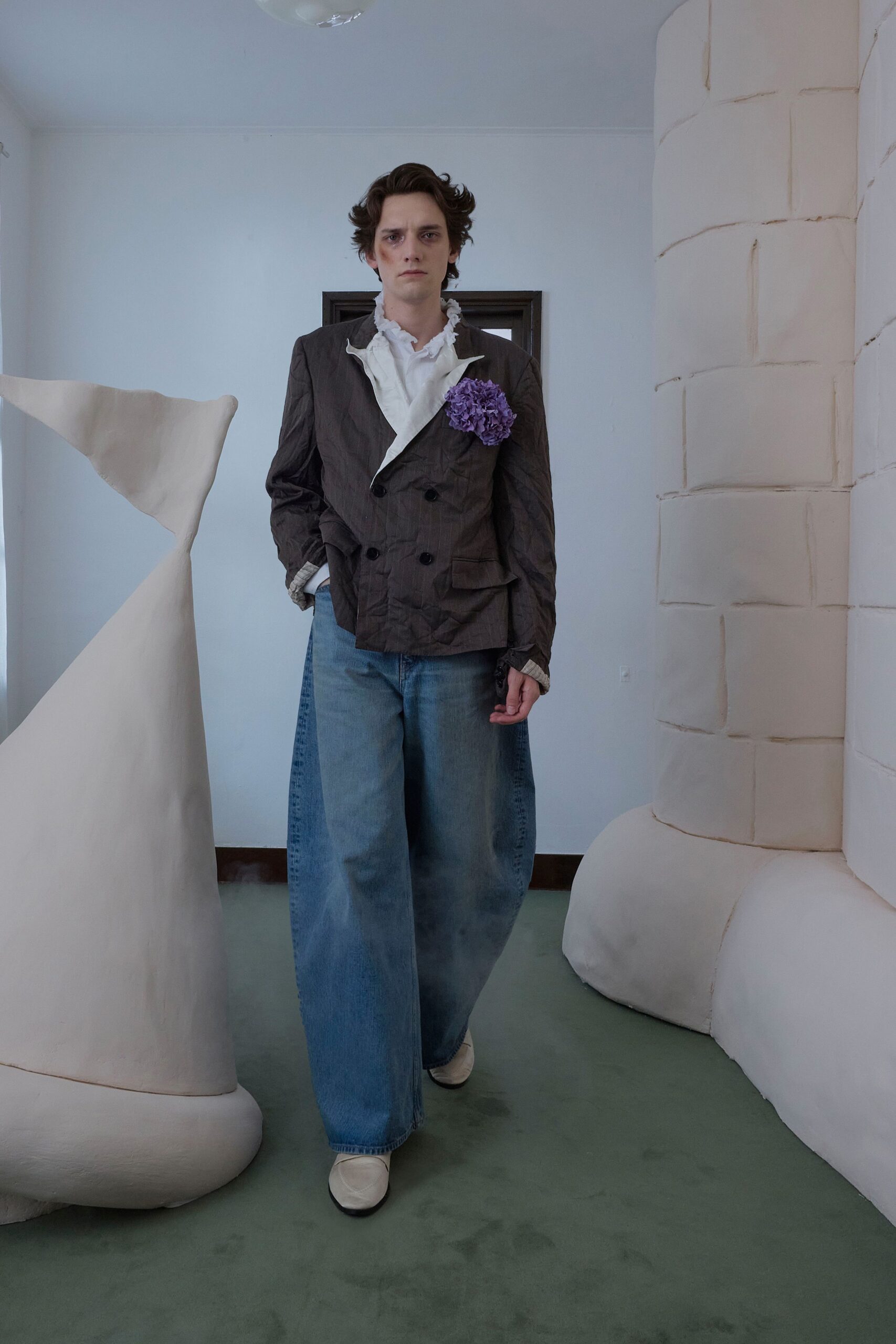 blue denim relaxed wide-leg pants