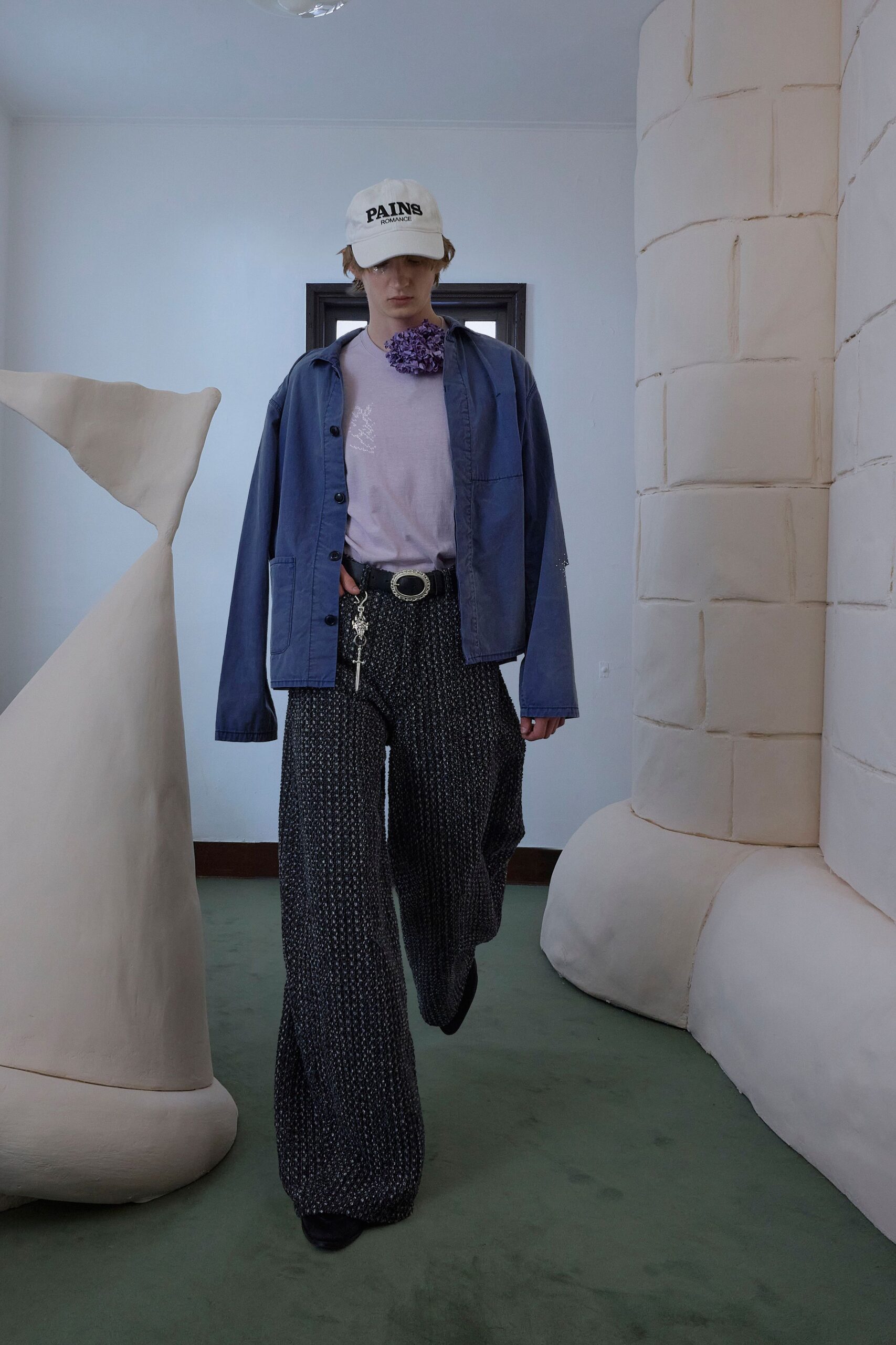 black cotton relaxed wide-leg pants