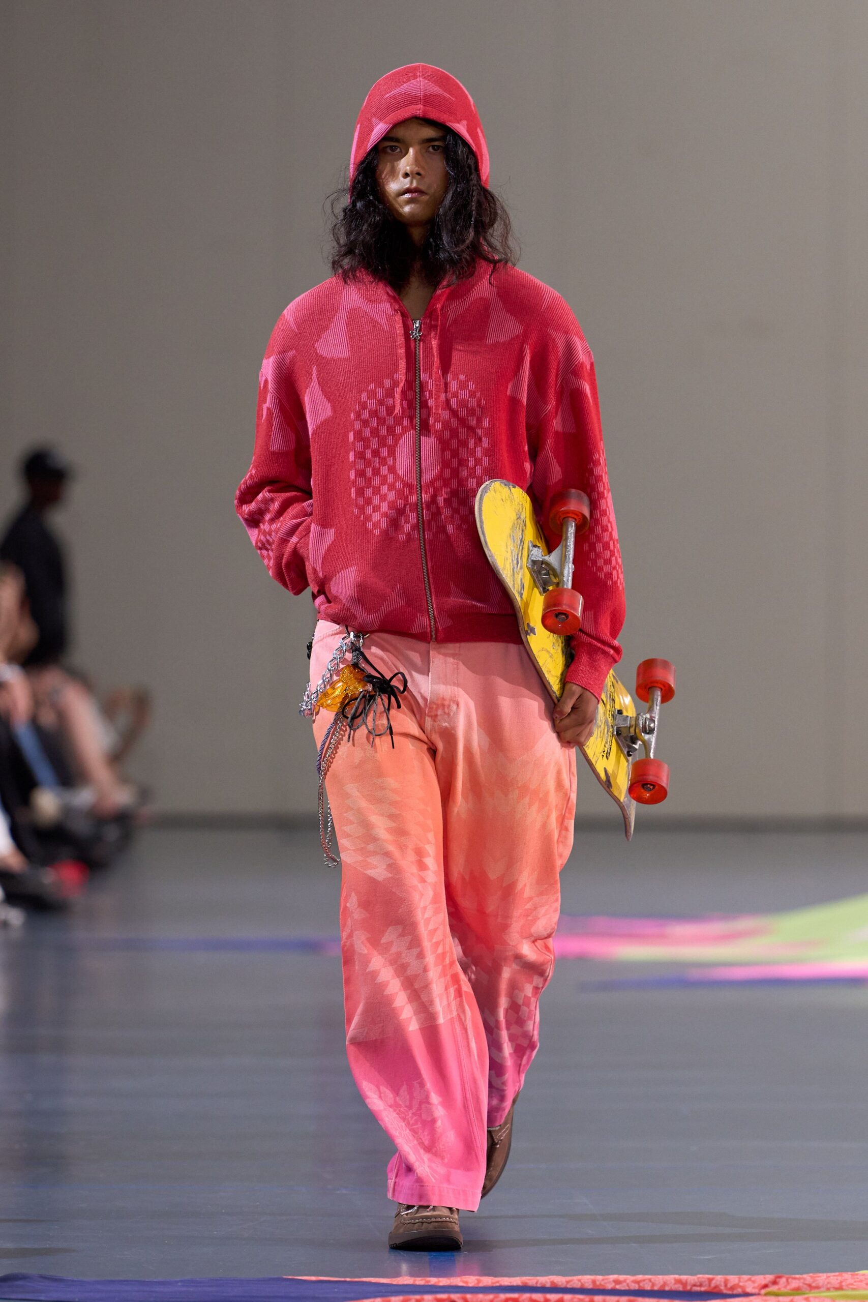 pink cotton relaxed flared pants