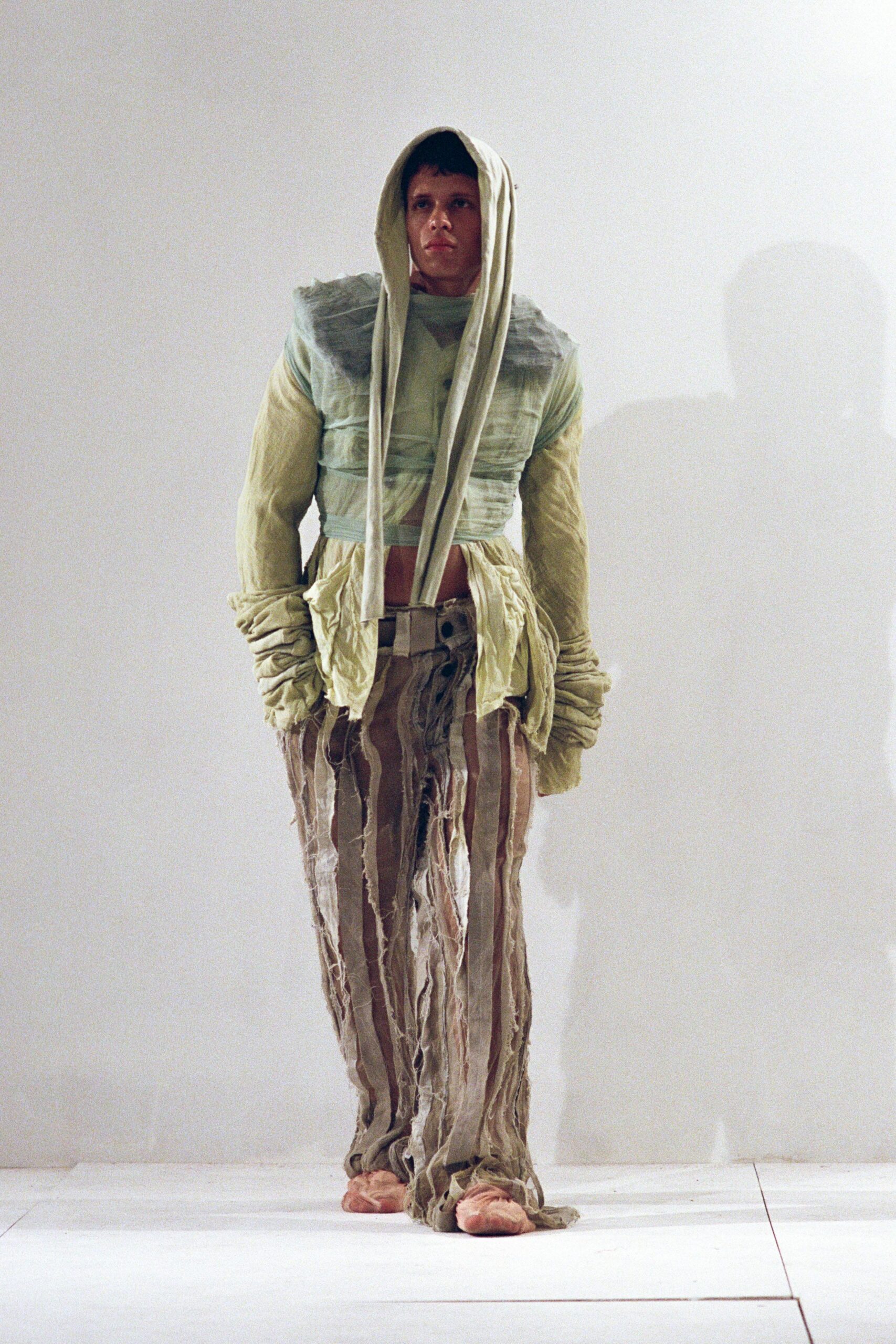 green relaxed hoodie with distressed pants