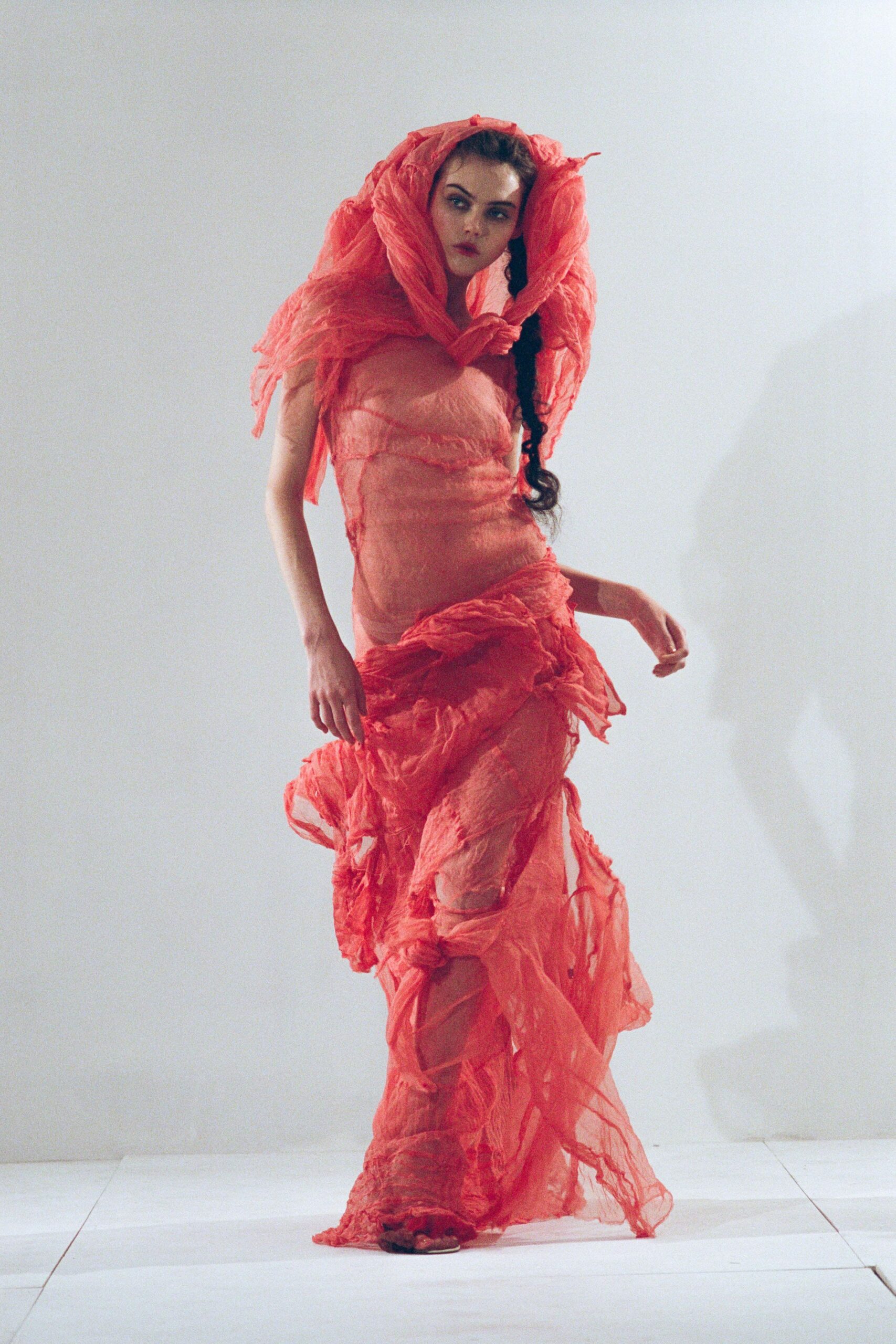 red lace sleeveless gown