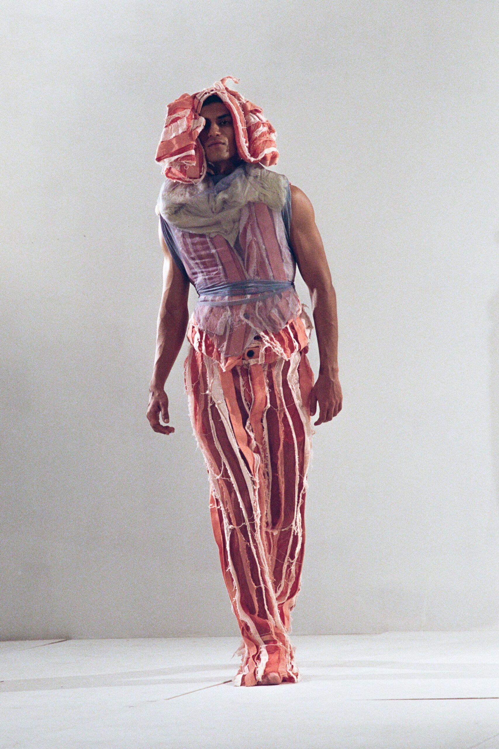 pink and beige printed jumpsuit