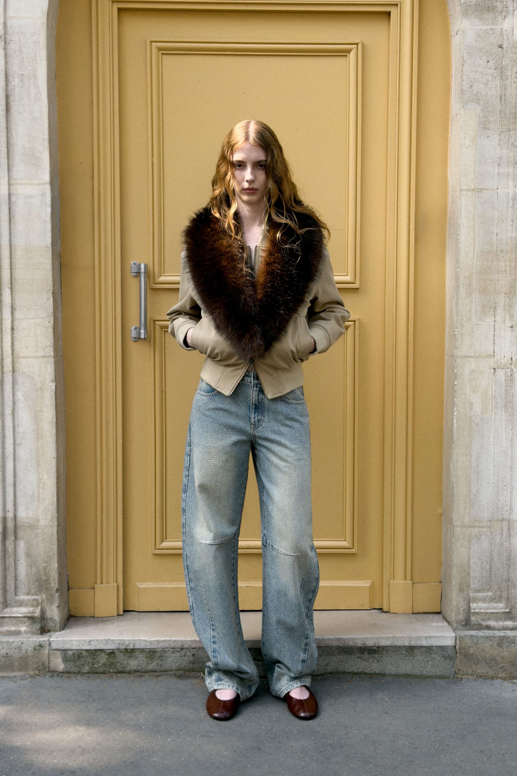 blue denim relaxed wide-leg pants