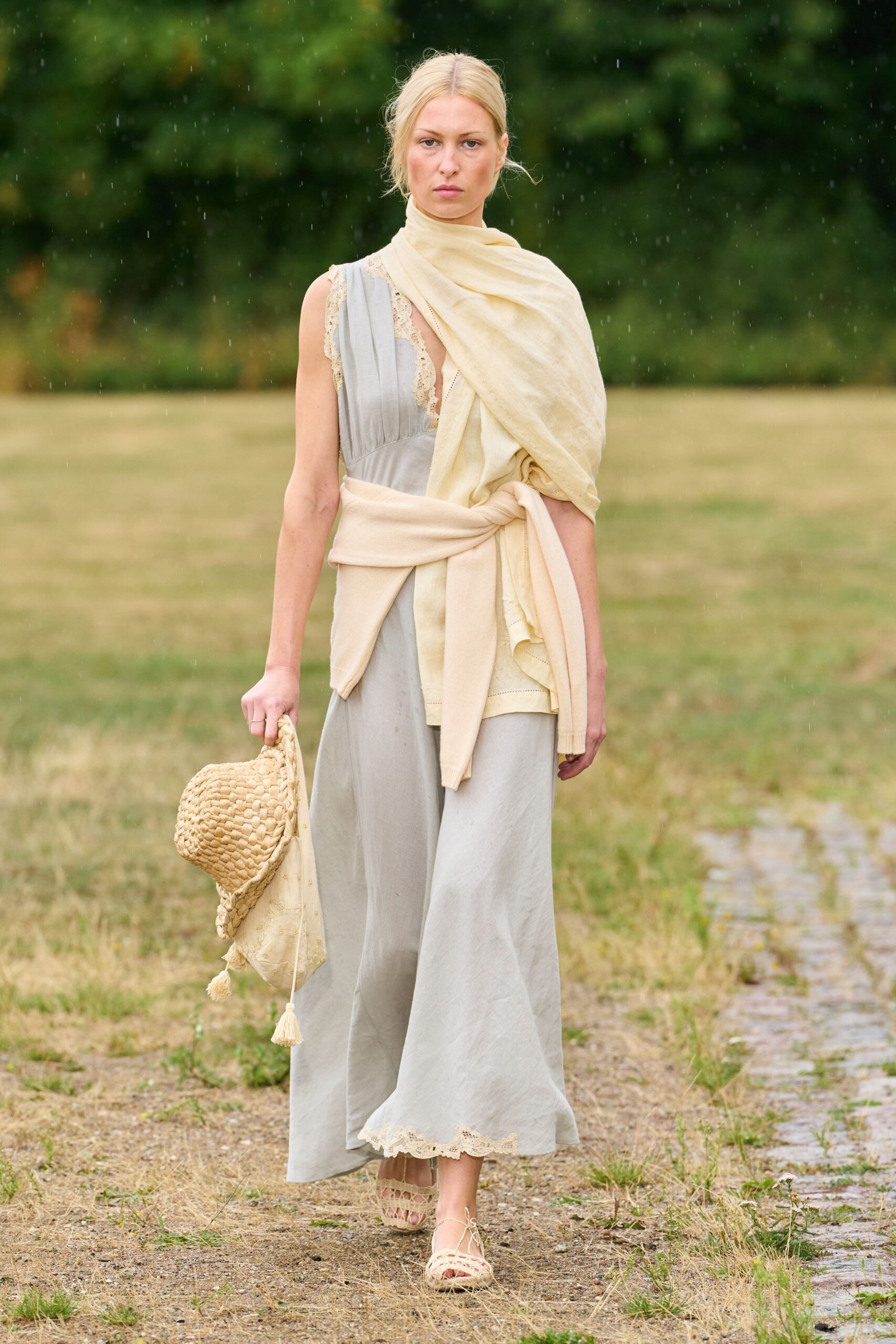 beige silk relaxed scarf
