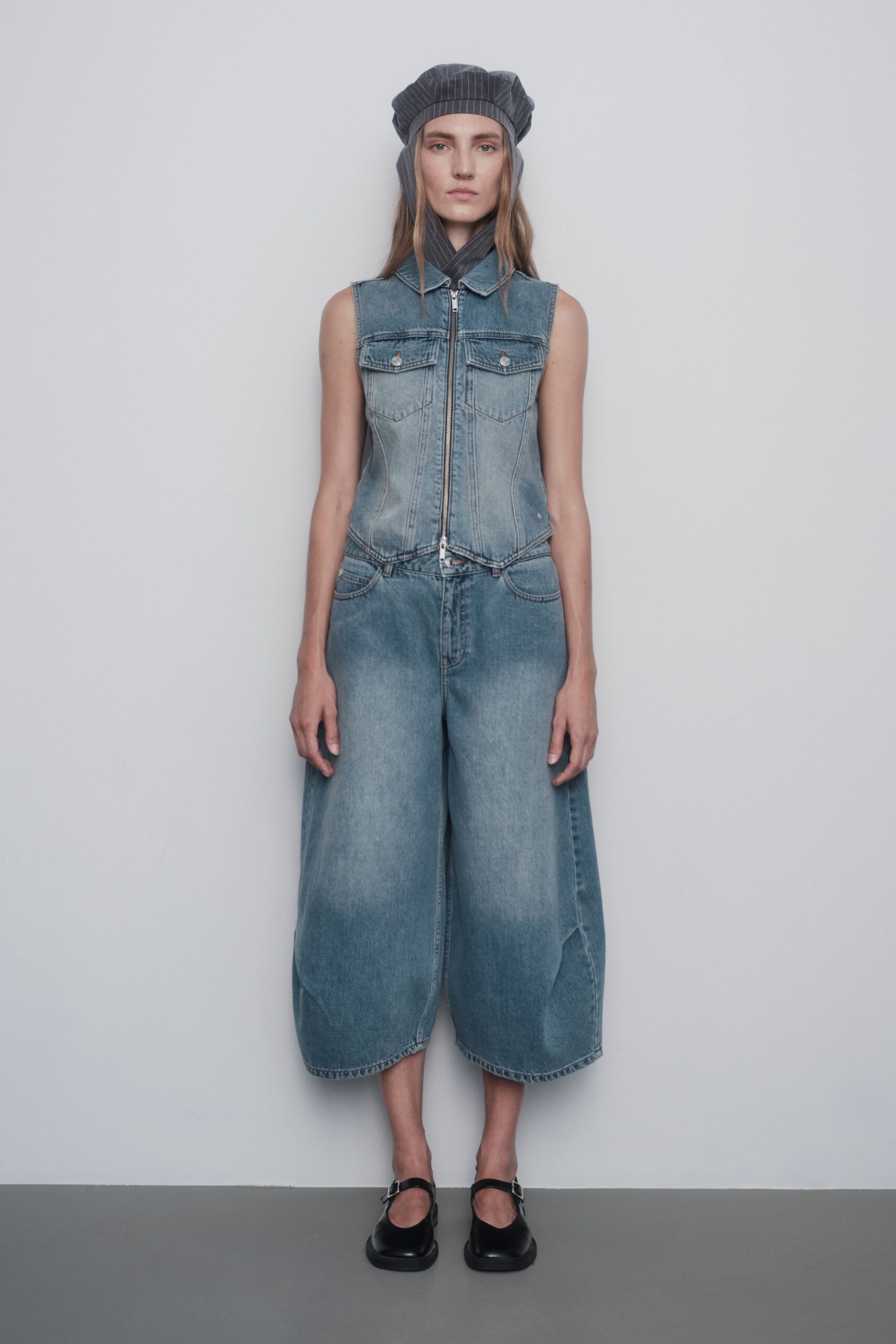 blue denim relaxed jumpsuit