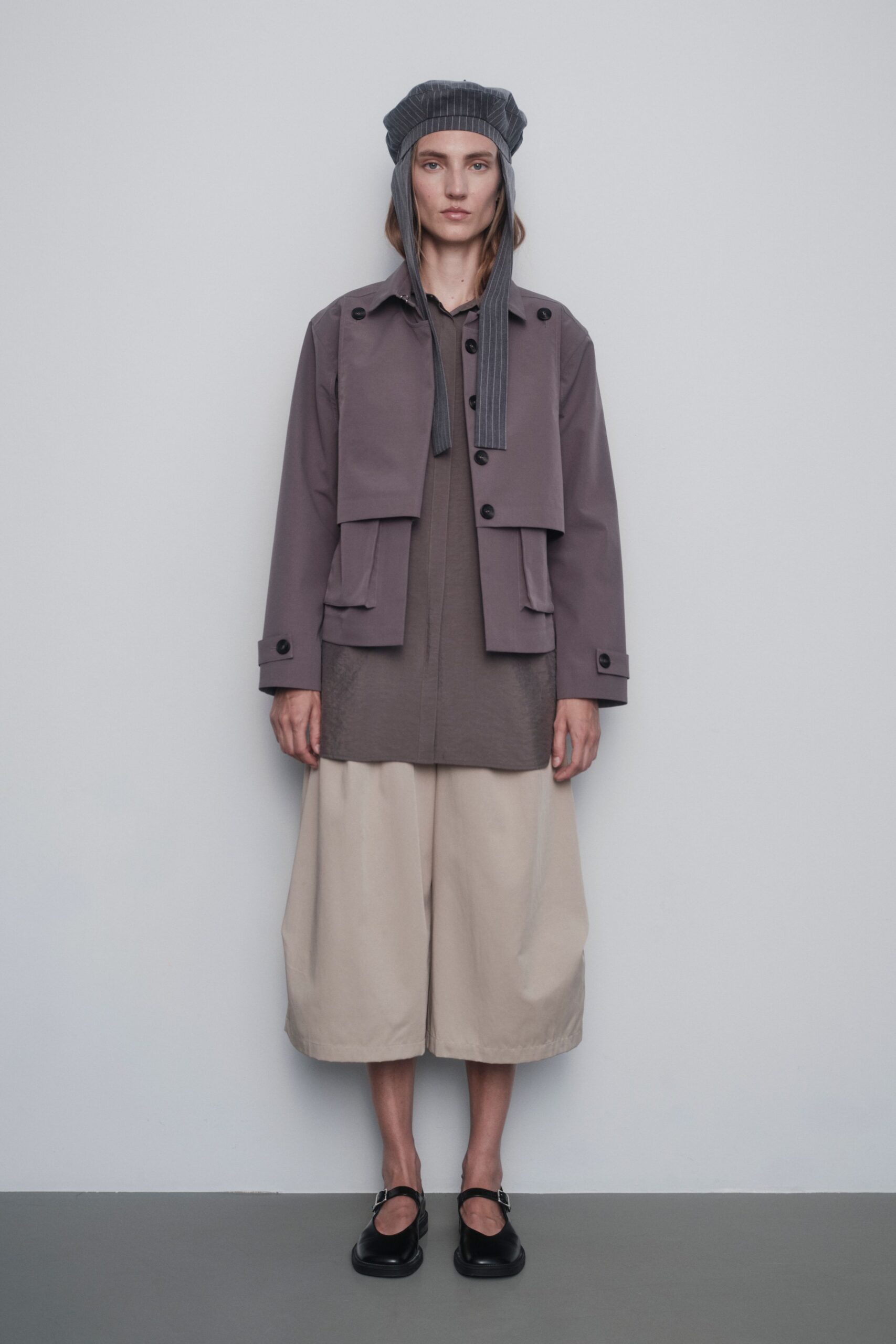 beige cotton relaxed wide-leg culottes