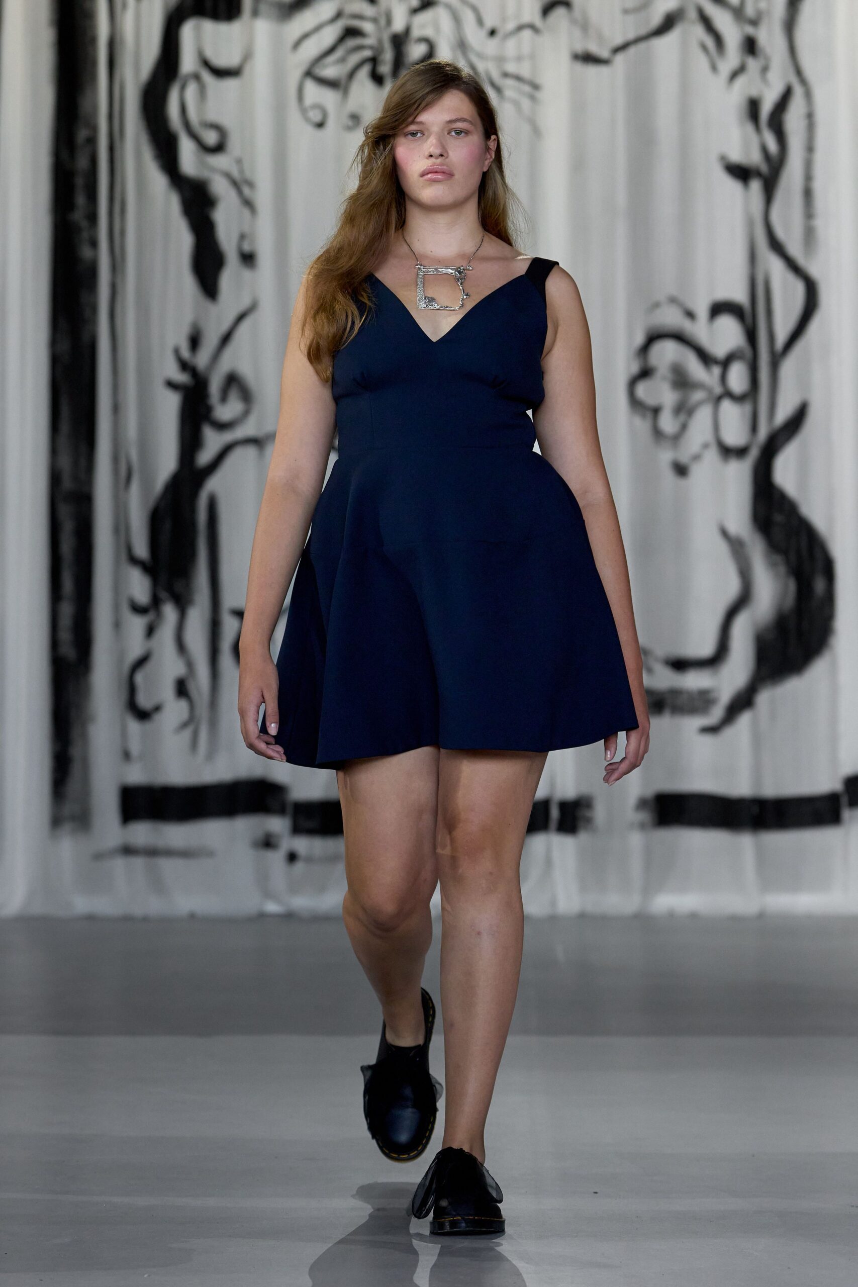 blue cotton sleeveless v-neck fitted a-line mini dress