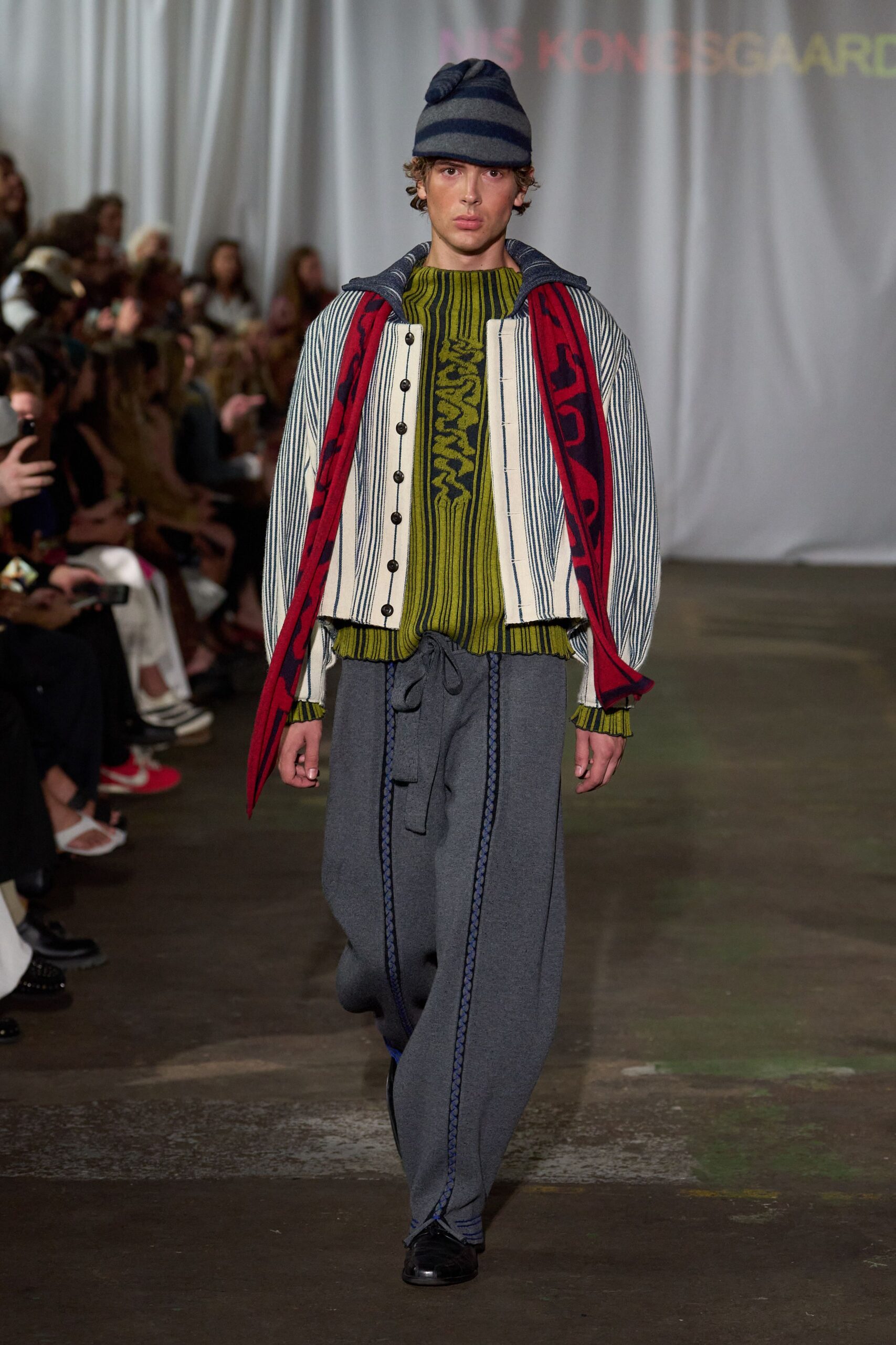 multi cotton long-sleeve collared relaxed buttoned layered jacket