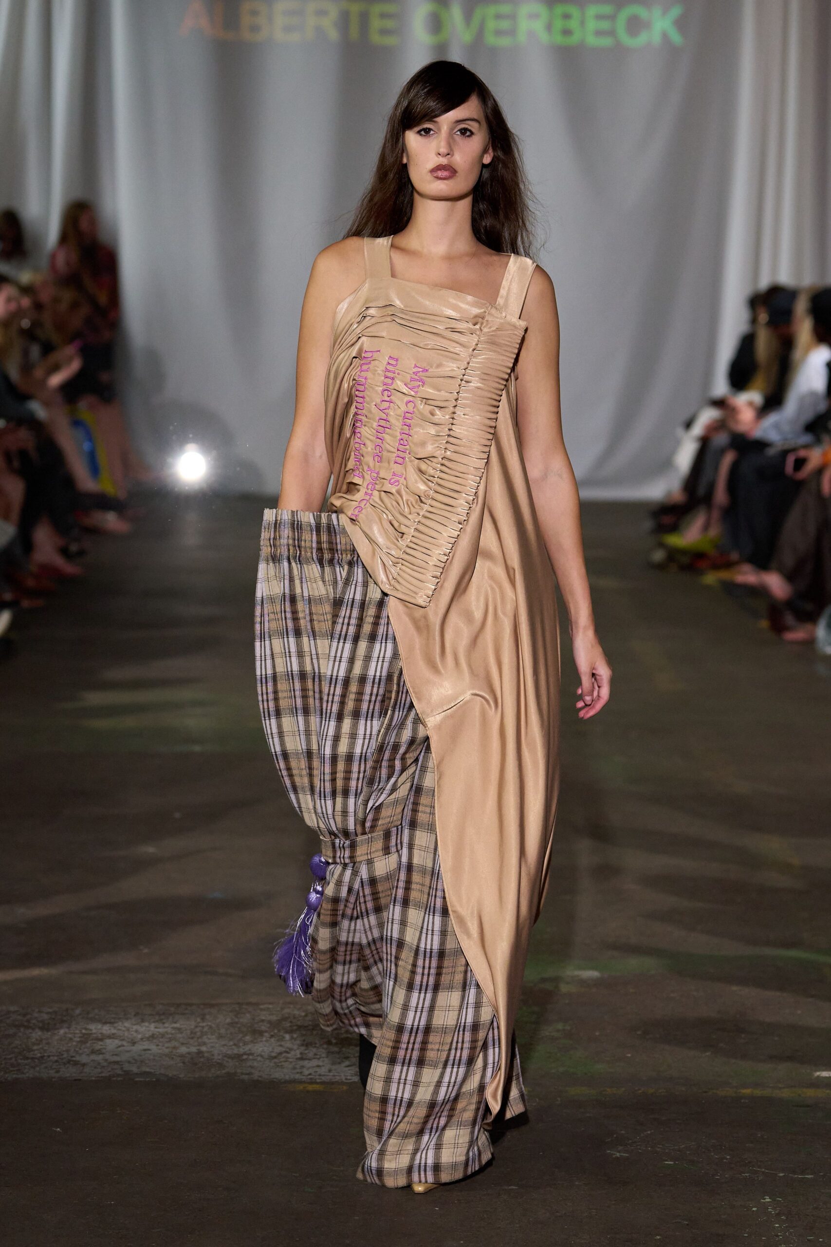 beige asymmetric layered dress