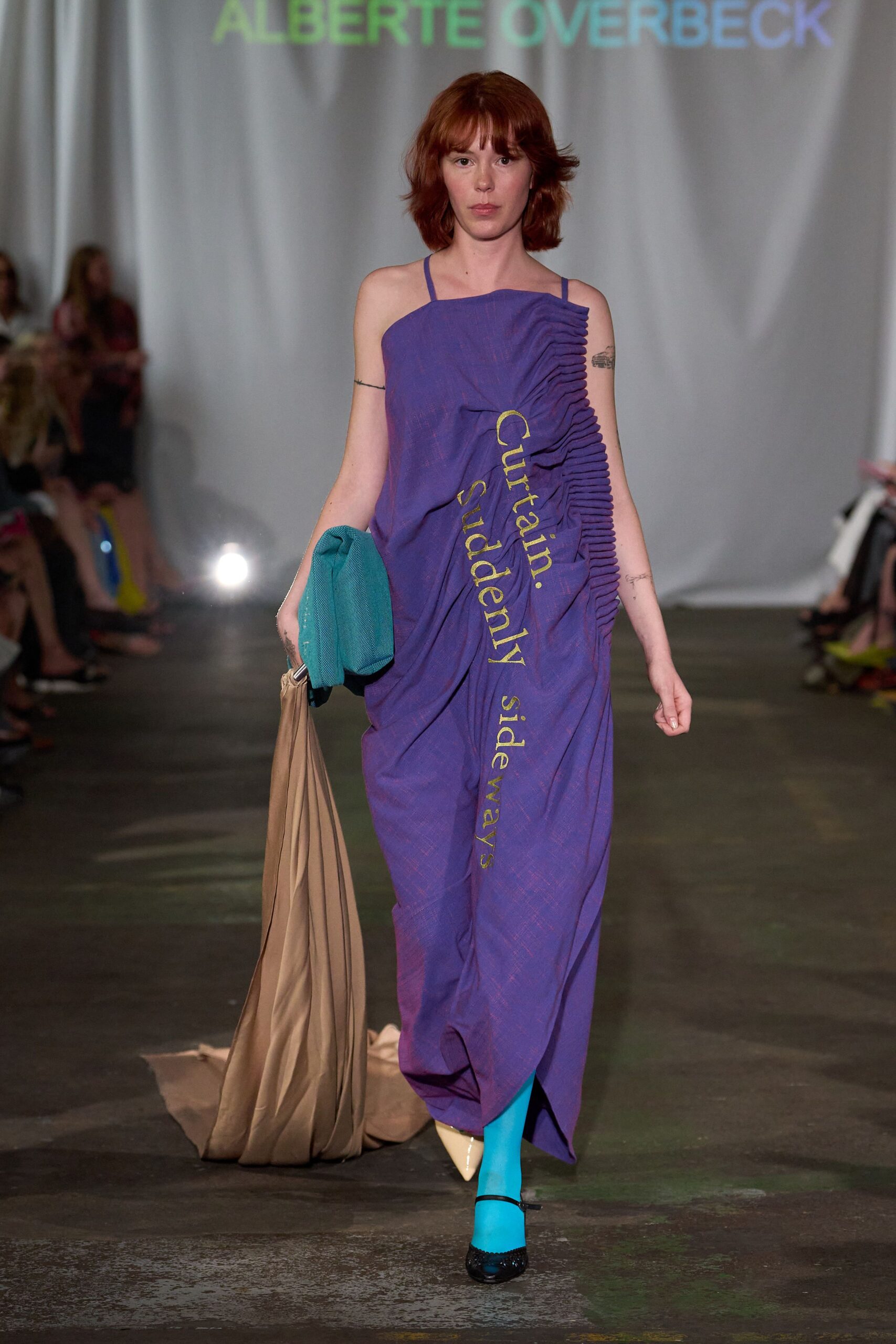 purple cotton sleeveless asymmetric relaxed pleated midi dress