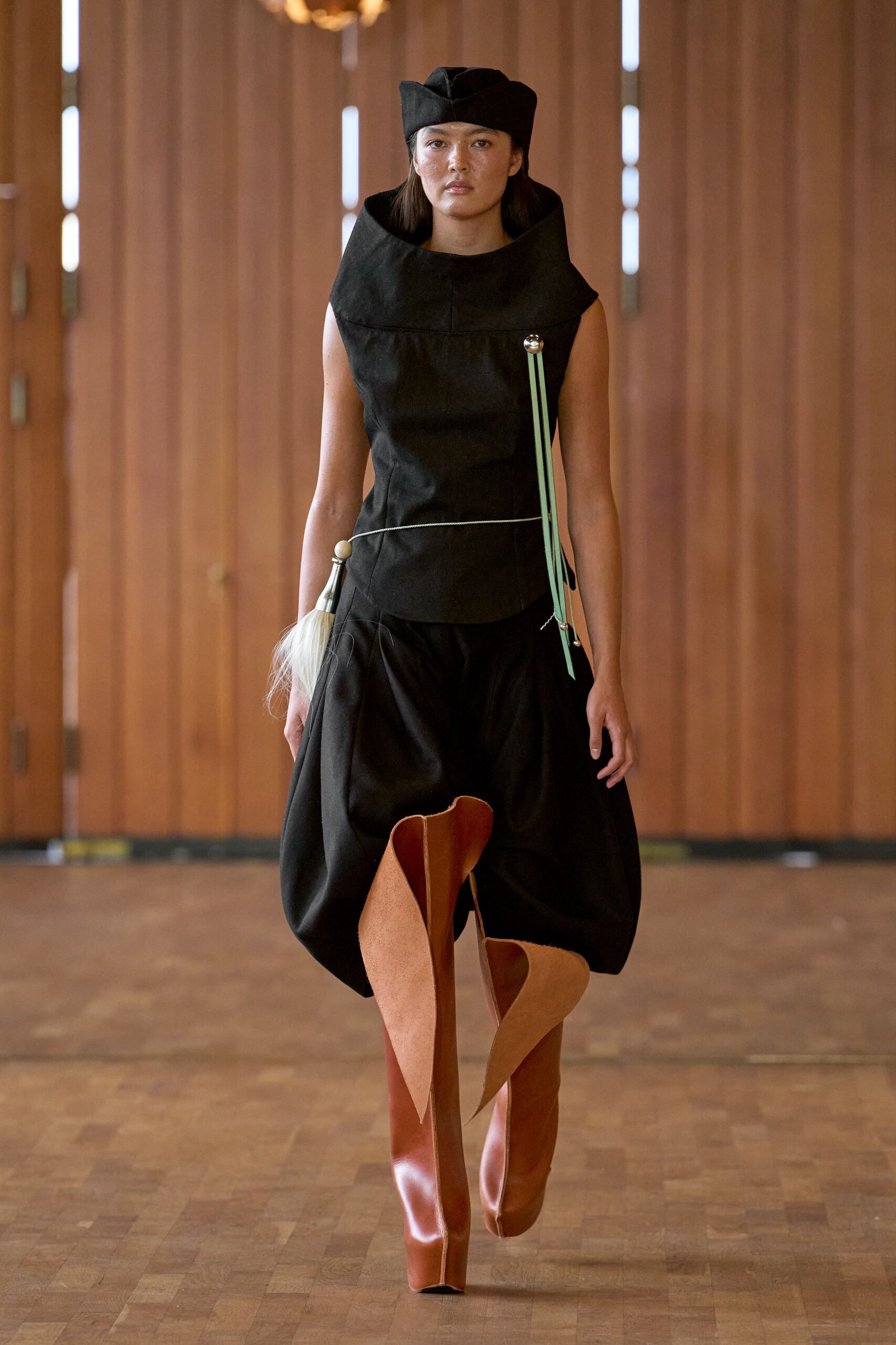 black cotton sleeveless high-neck fitted top