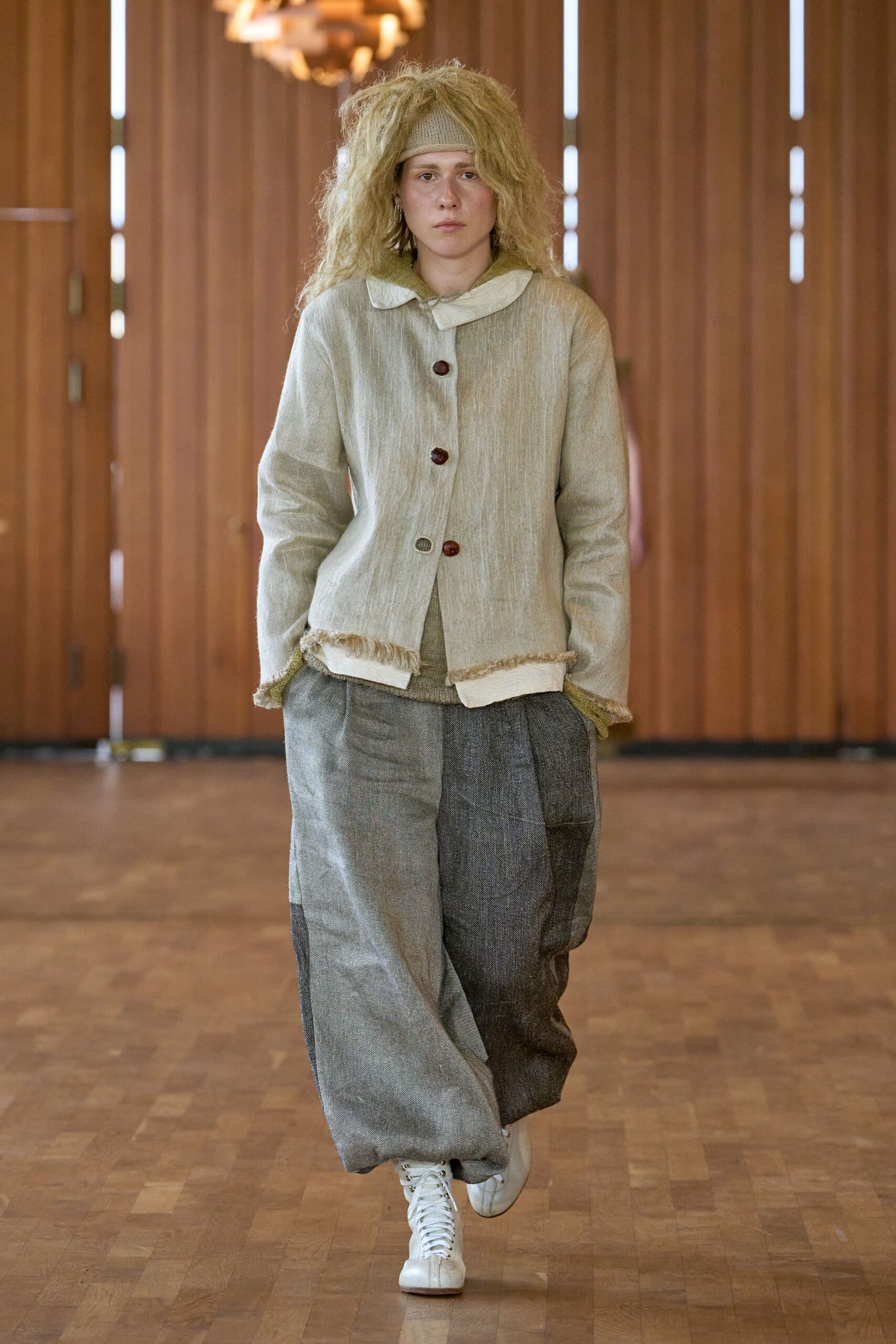 gray cotton relaxed wide-leg pants