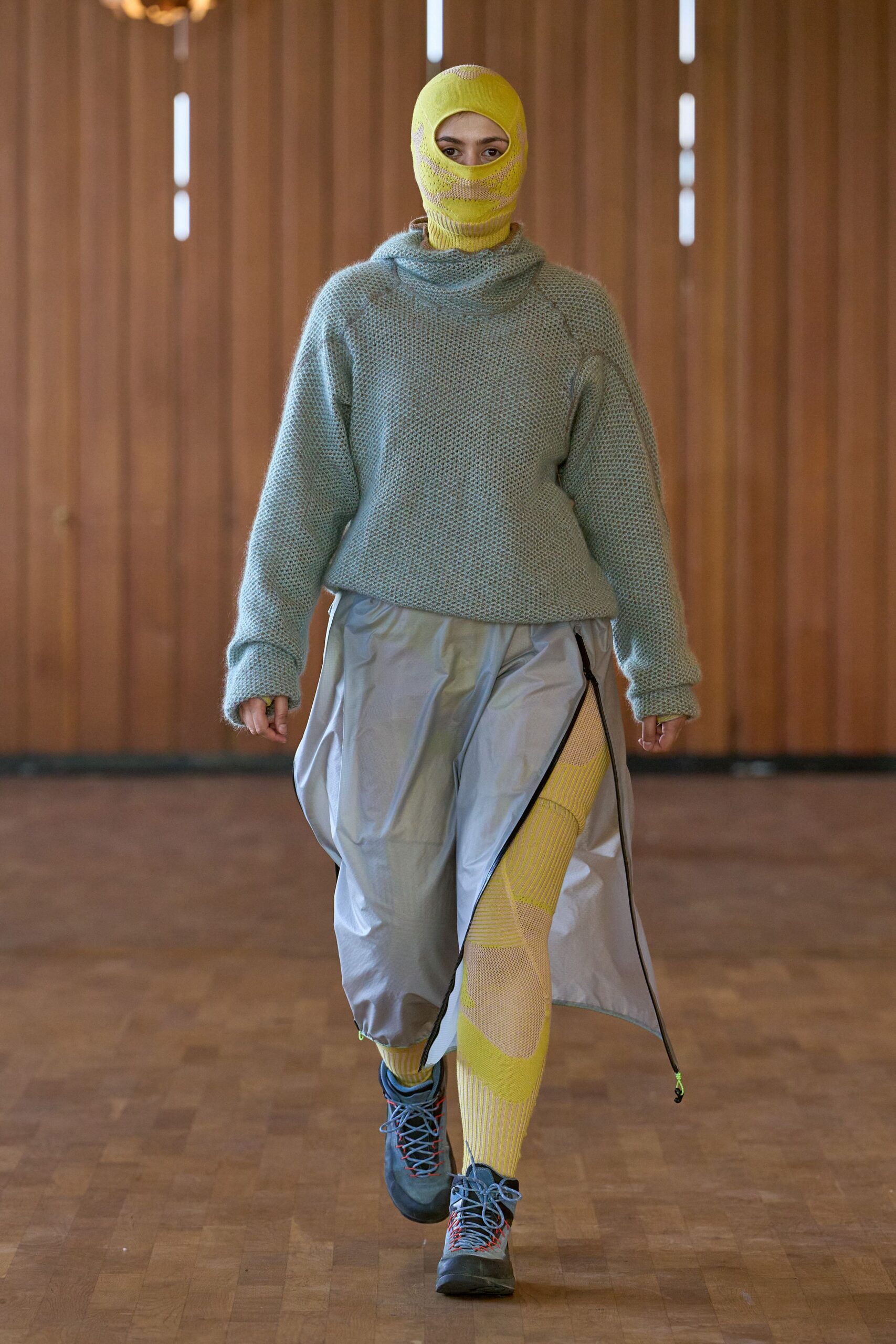 gray jersey asymmetric fitted zippered skirt