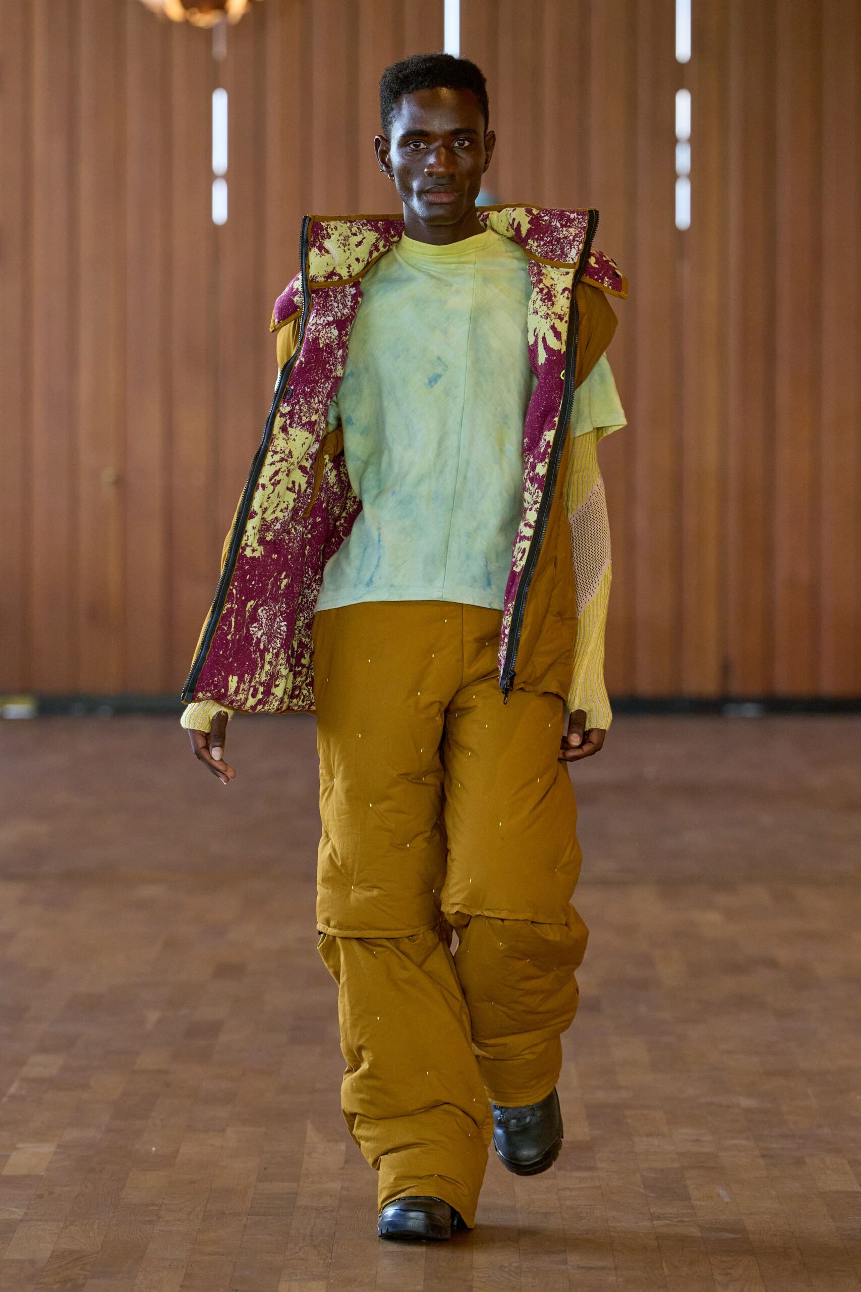 yellow cotton long-sleeve relaxed zippered jacket