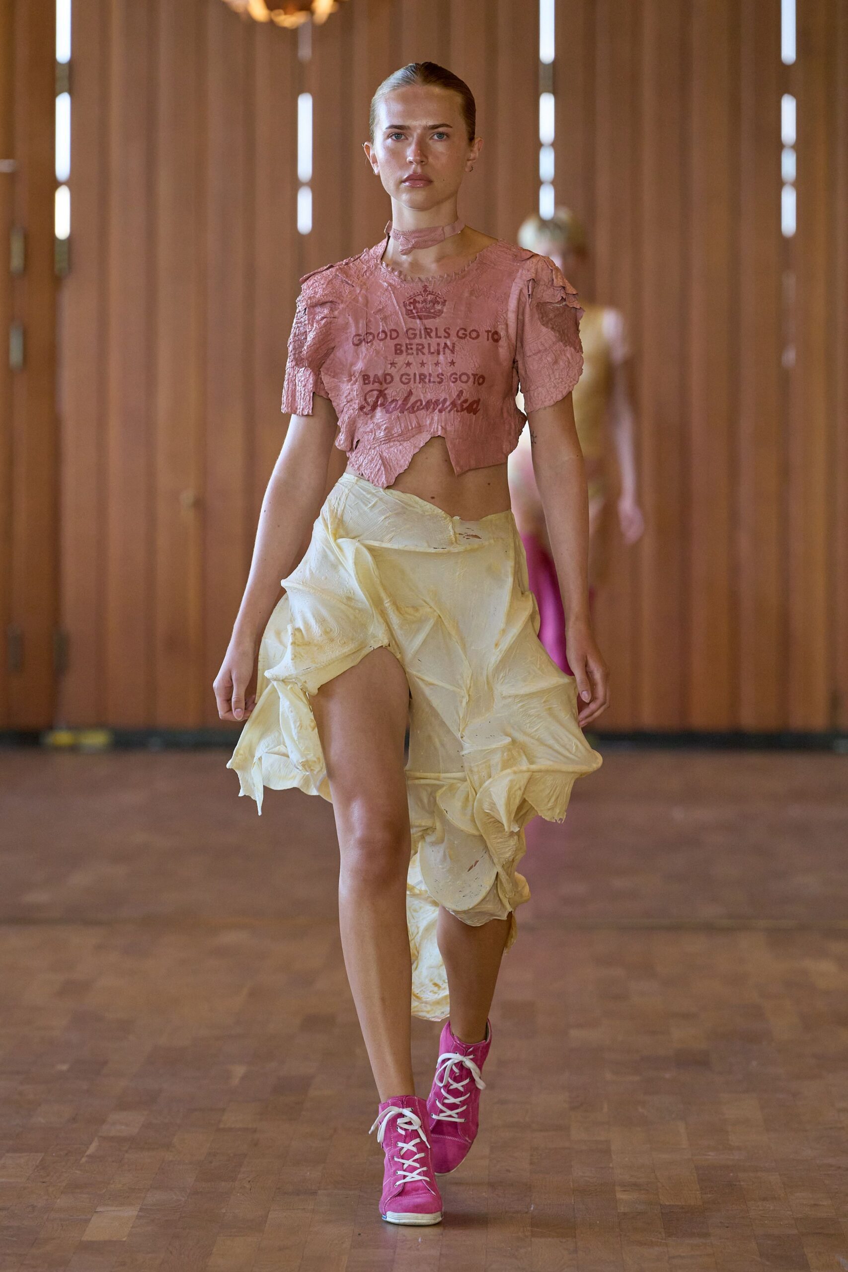 yellow silk asymmetric fitted high-waisted pleated mini skirt