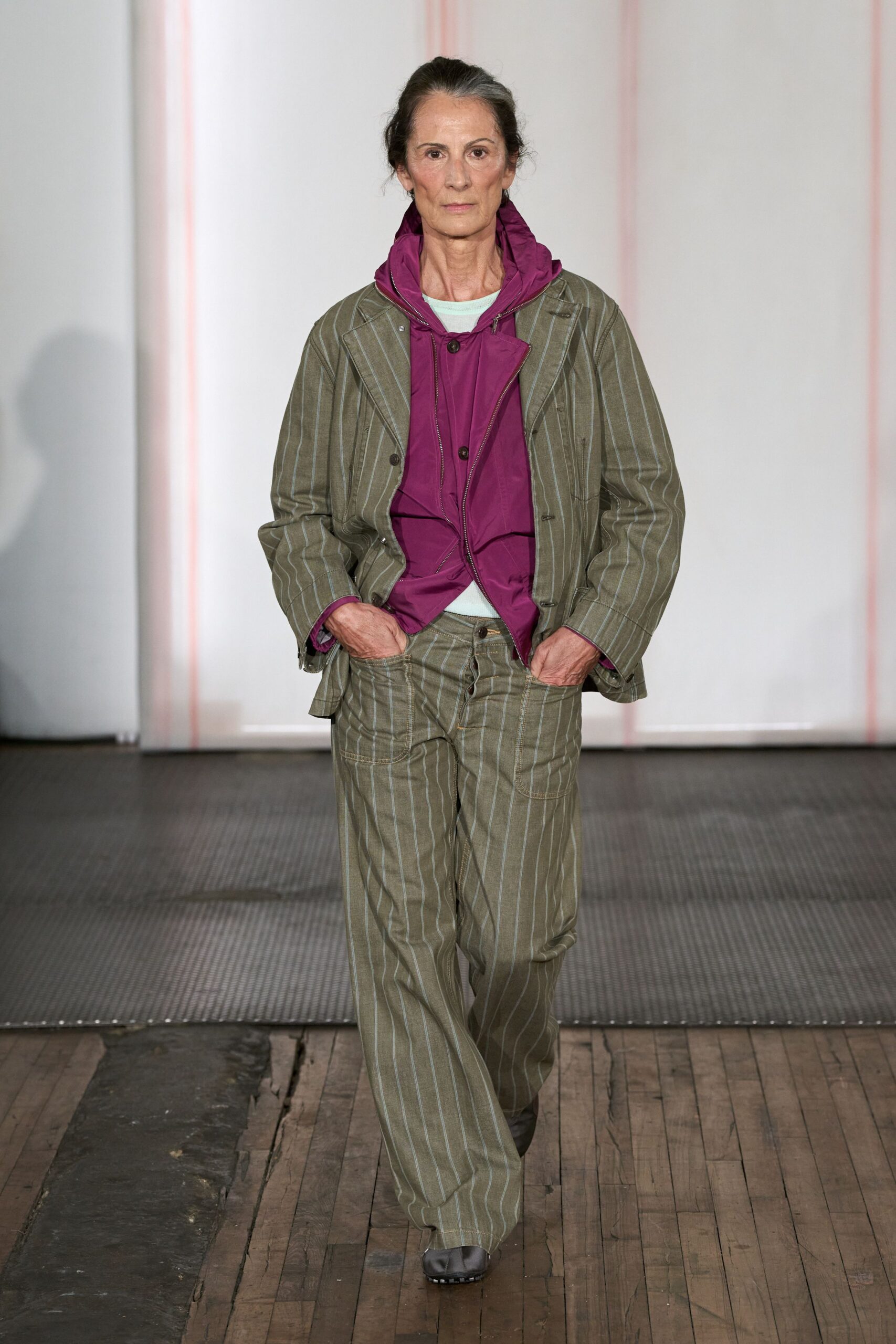 olive pinstriped workwear jacket