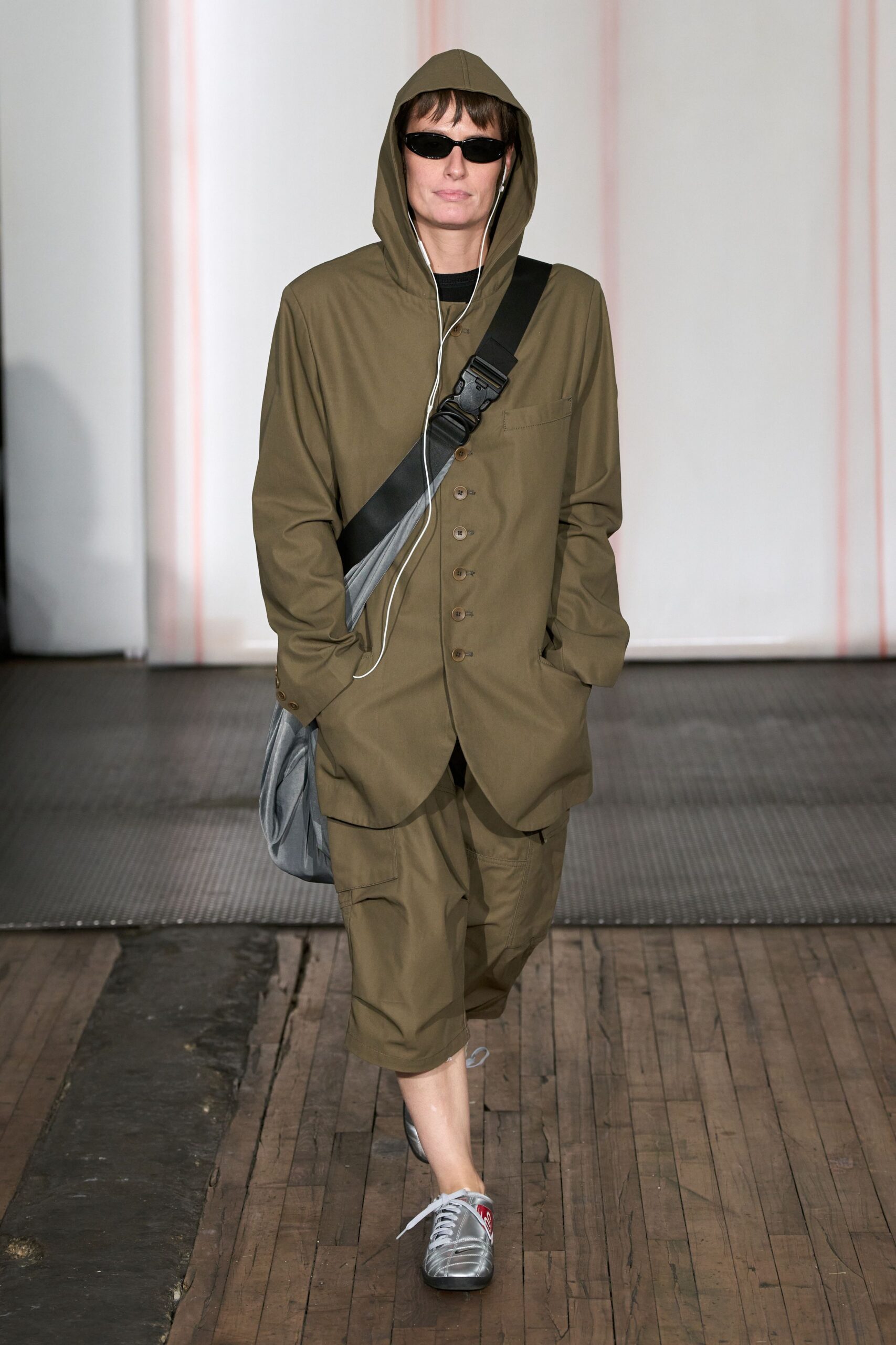 hooded olive blazer
