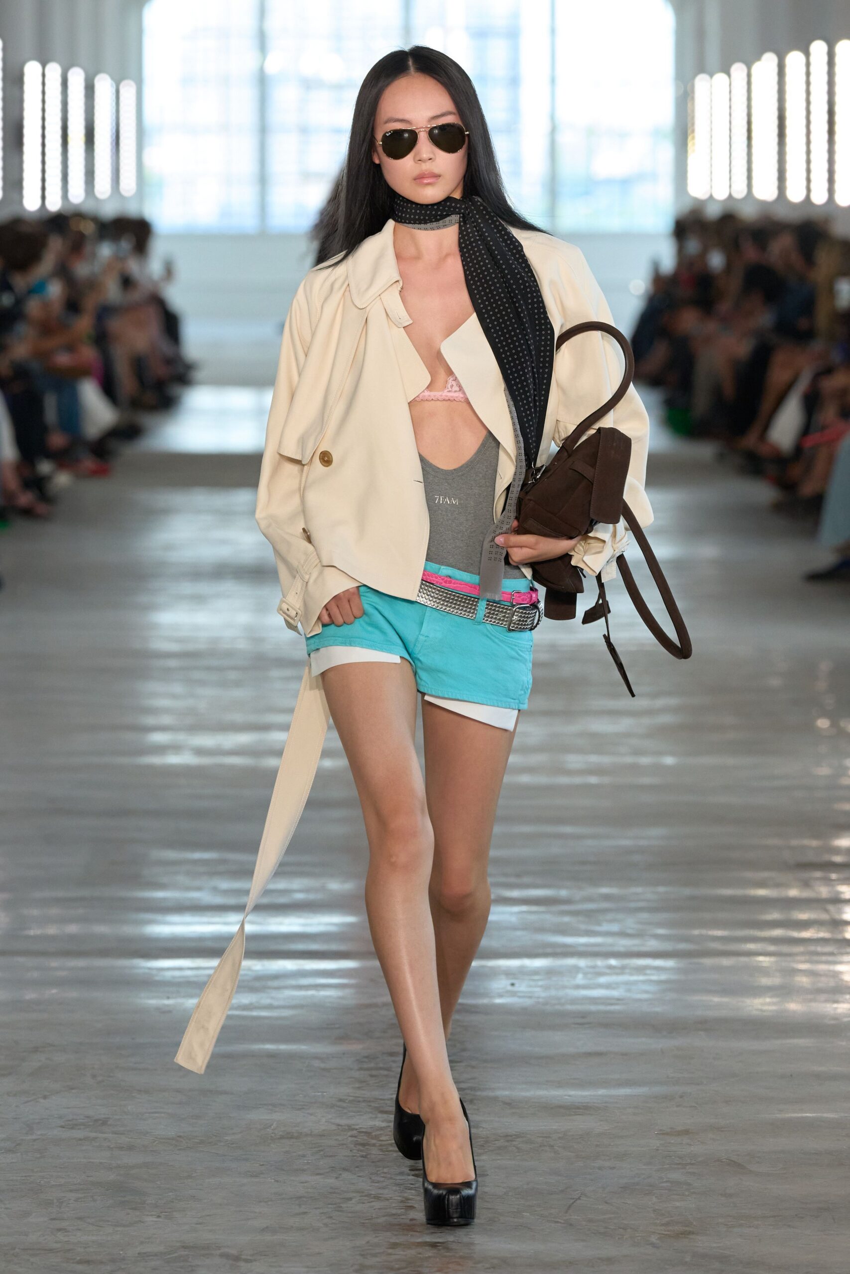 cropped ivory trench jacket