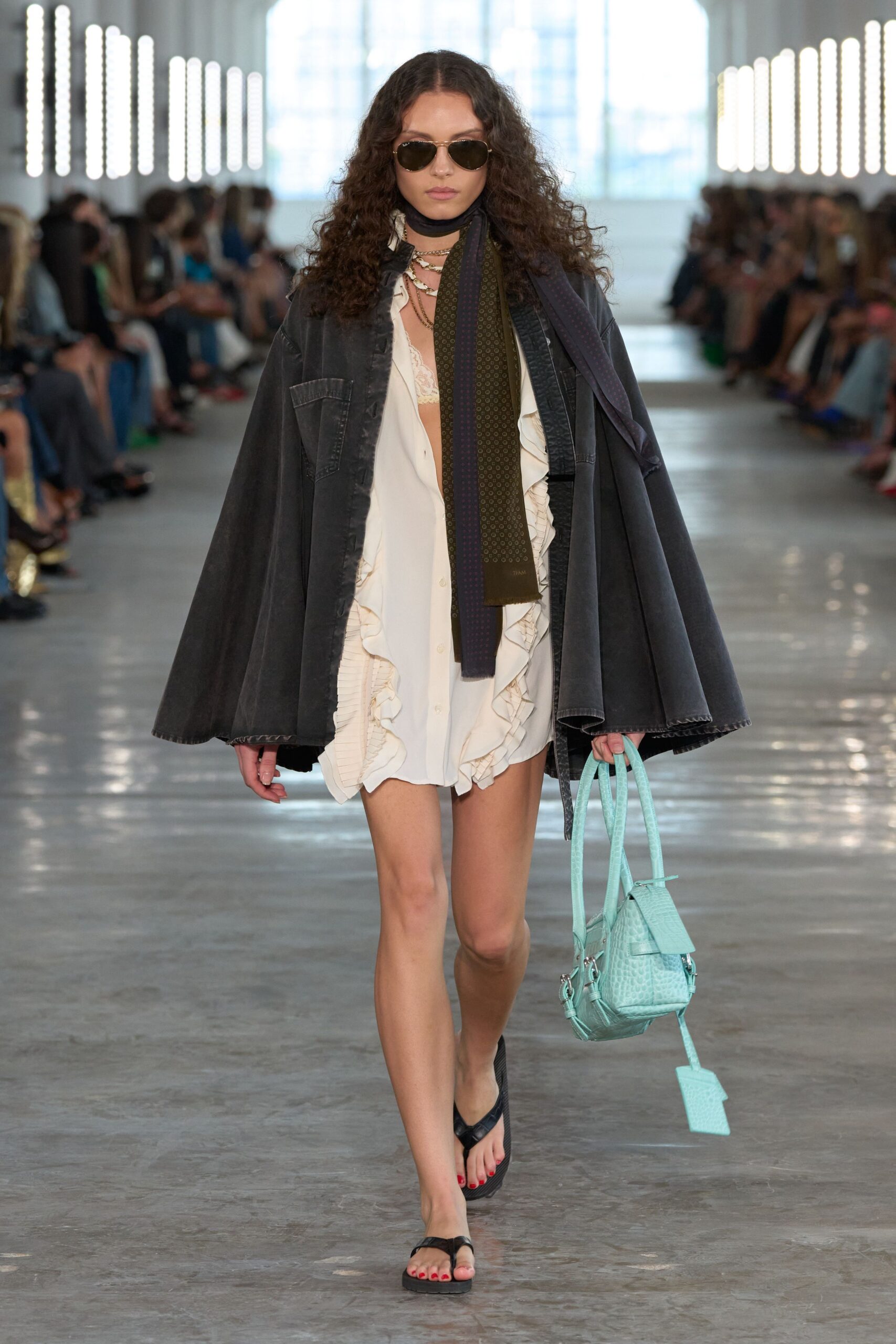 oversized black denim cape