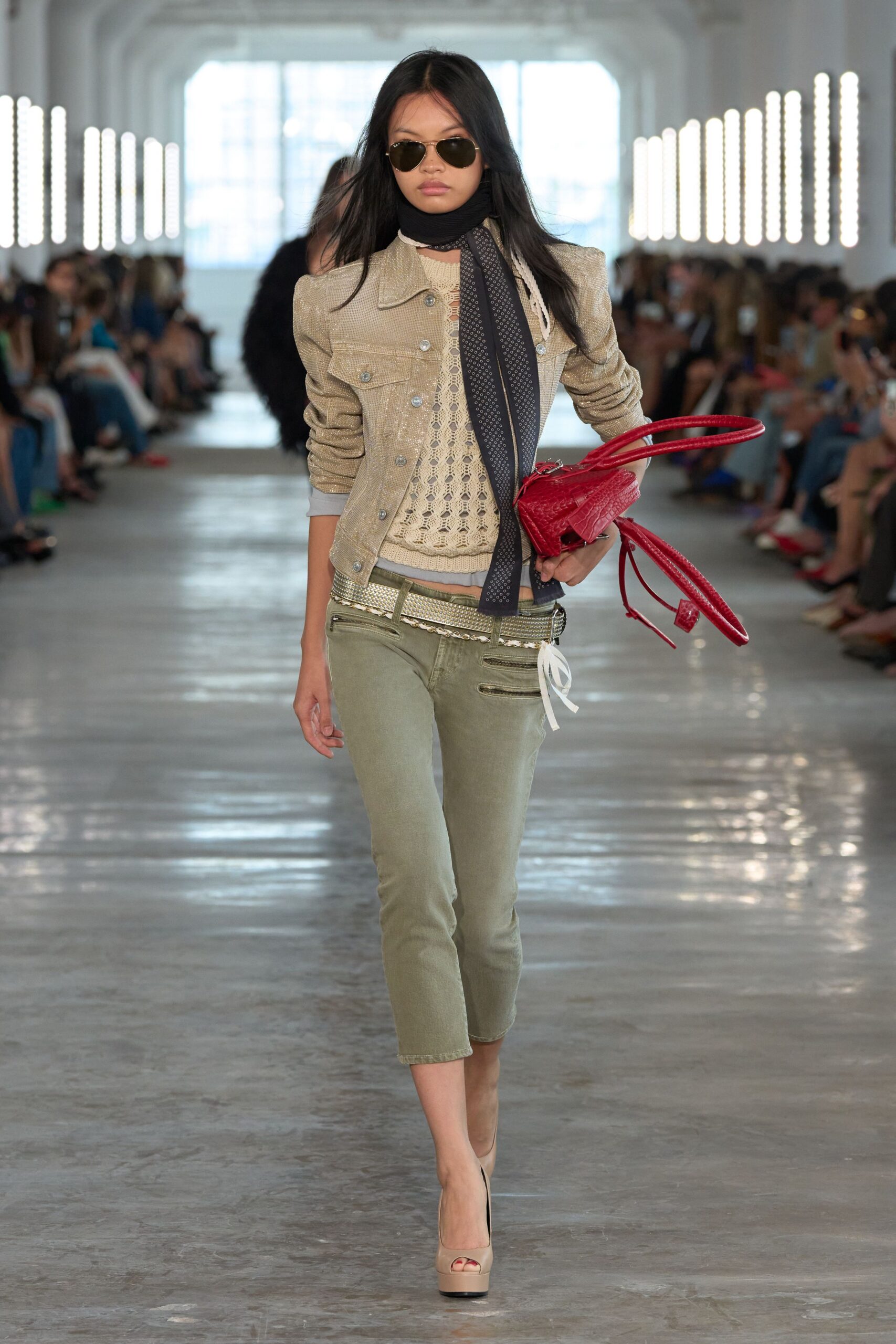metallic cropped trucker jacket