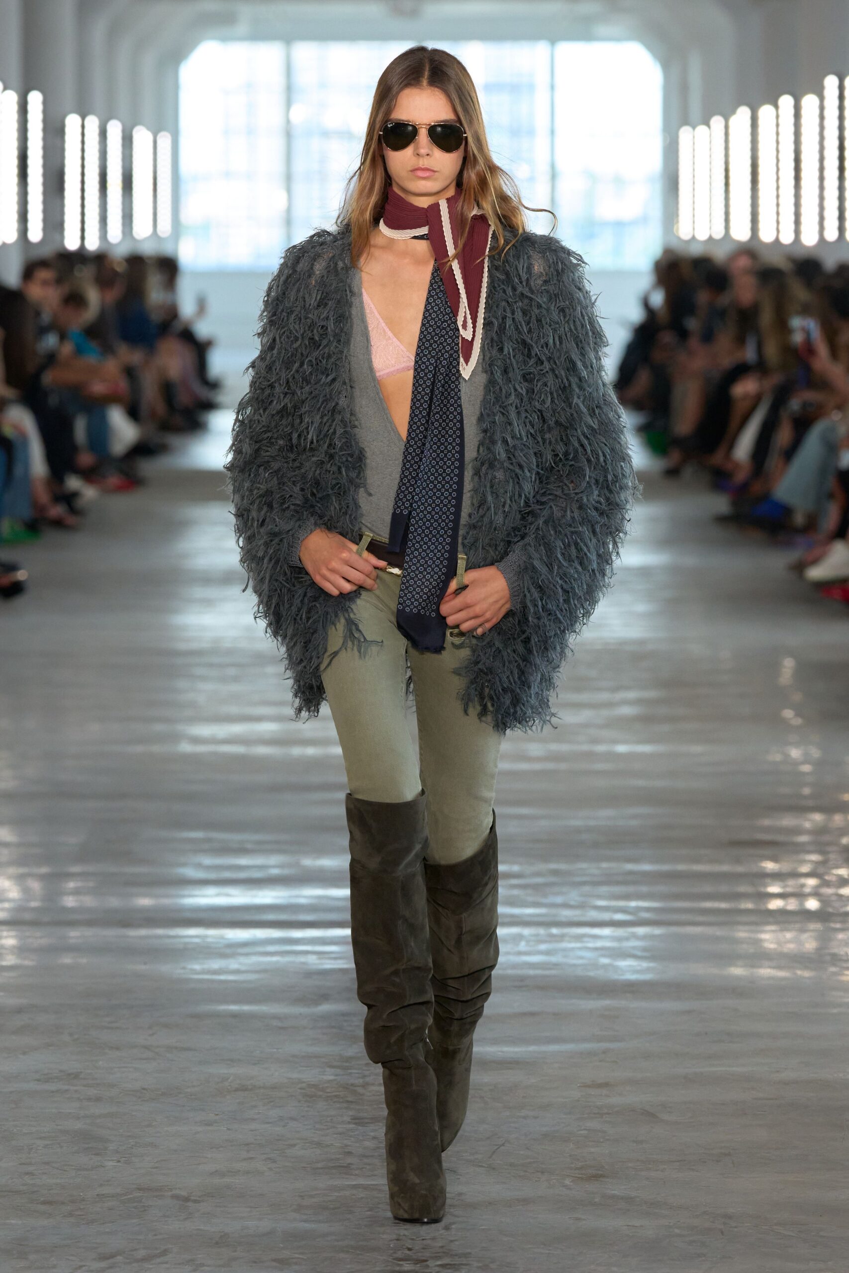 shaggy gray fur jacket