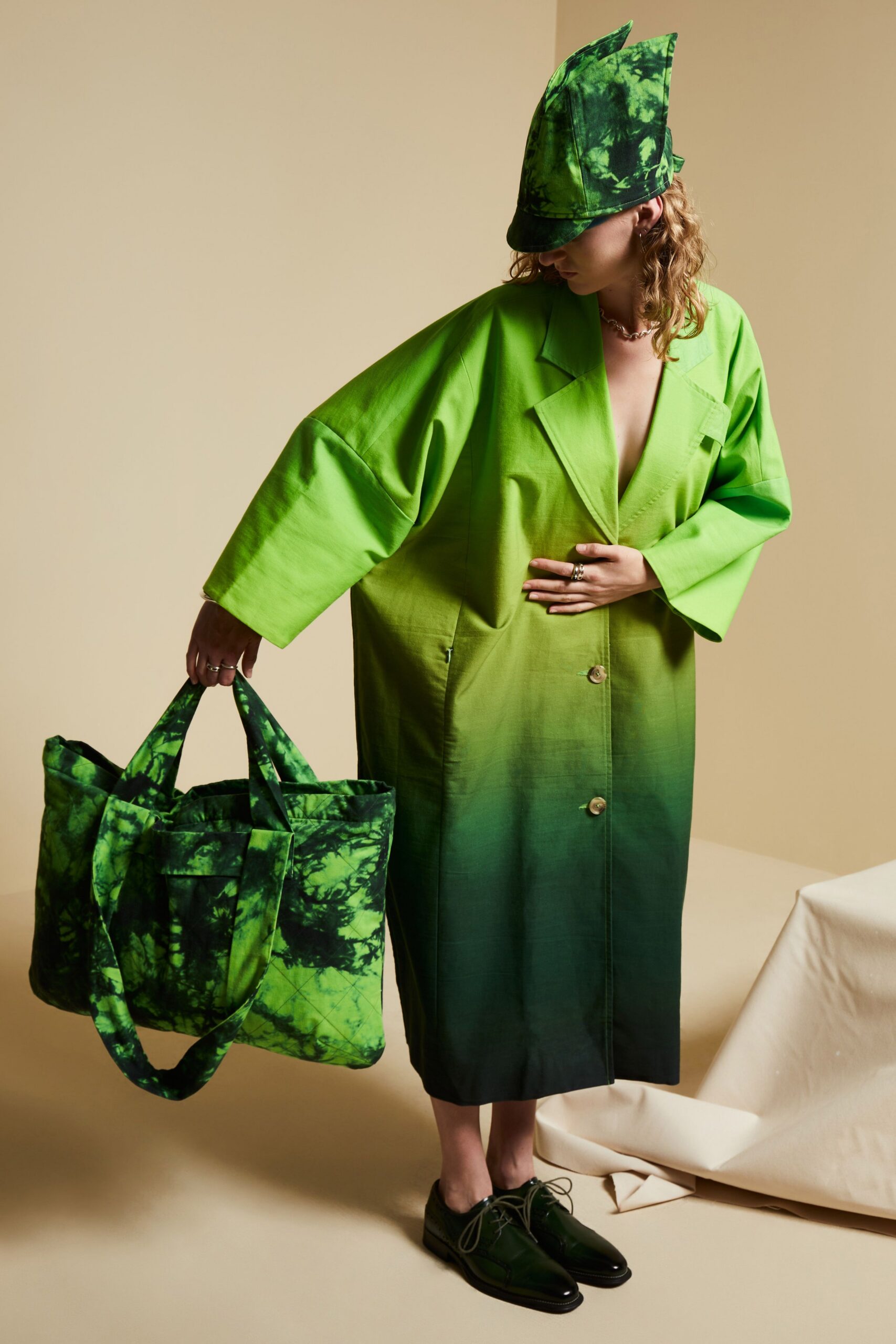 oversized green ombre coat