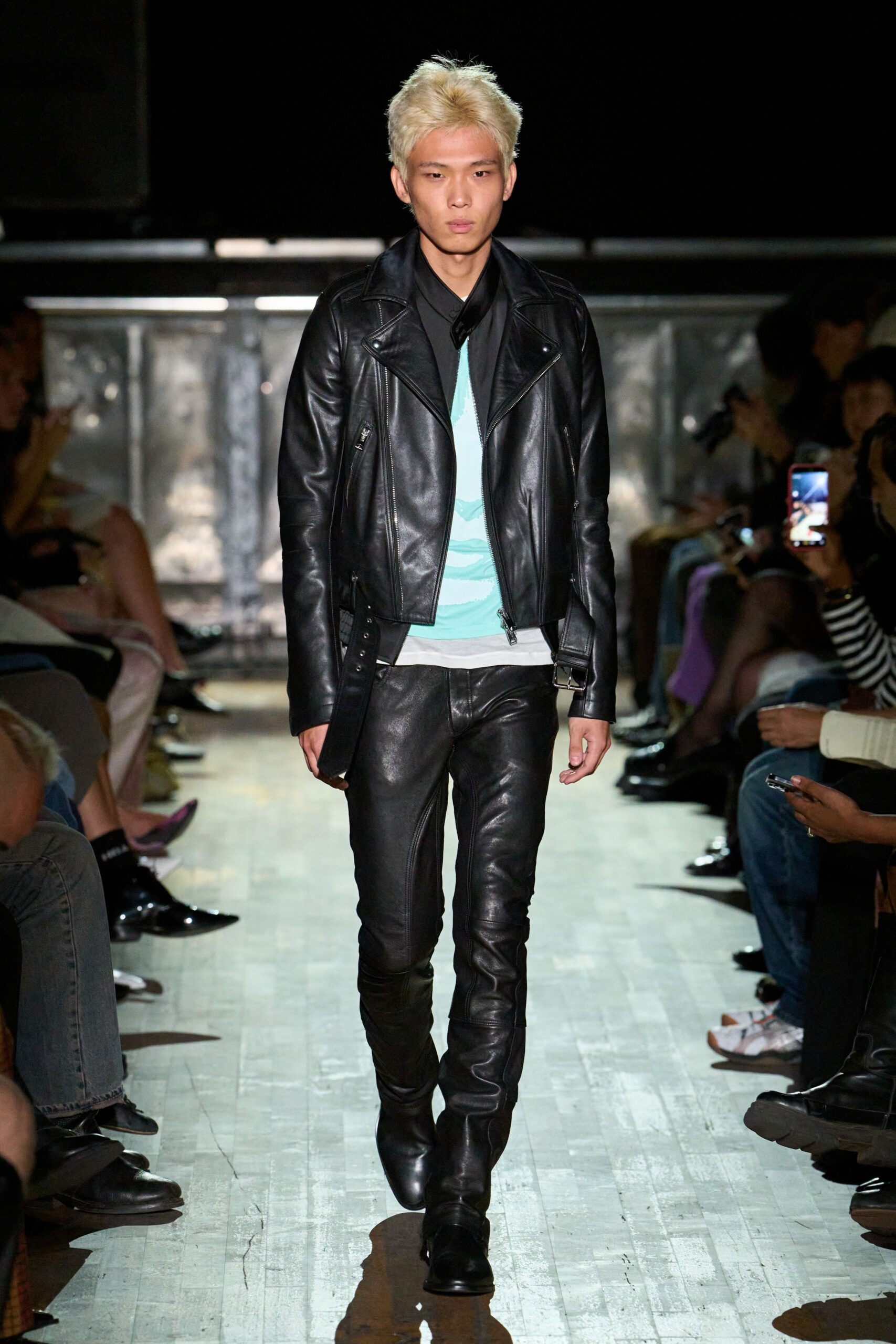 black leather biker jacket