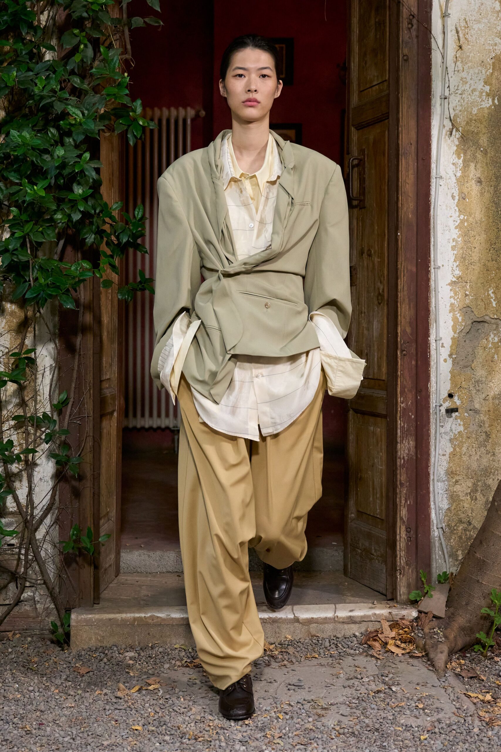 oversized draped wrap blazer