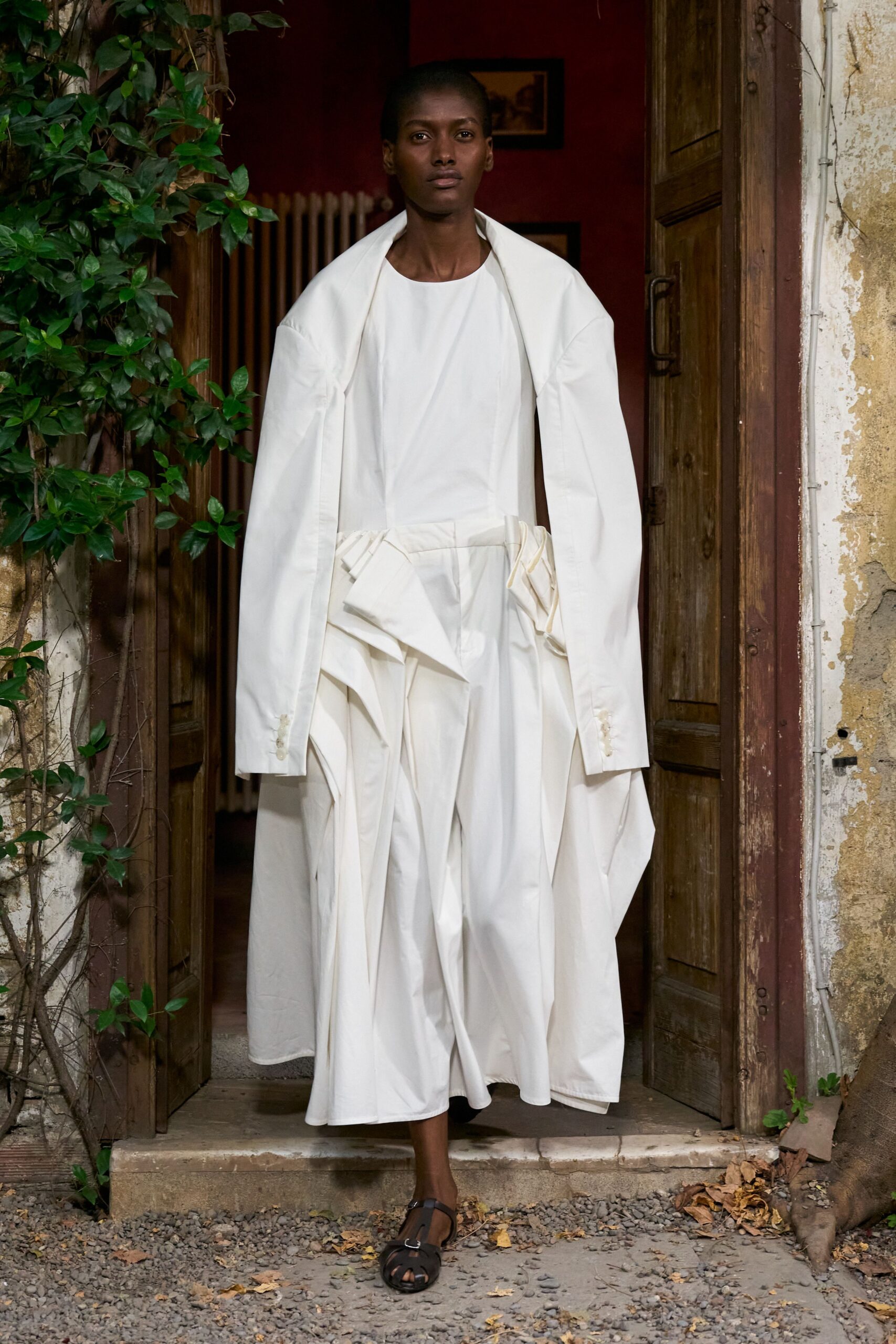 white draped maxi dress