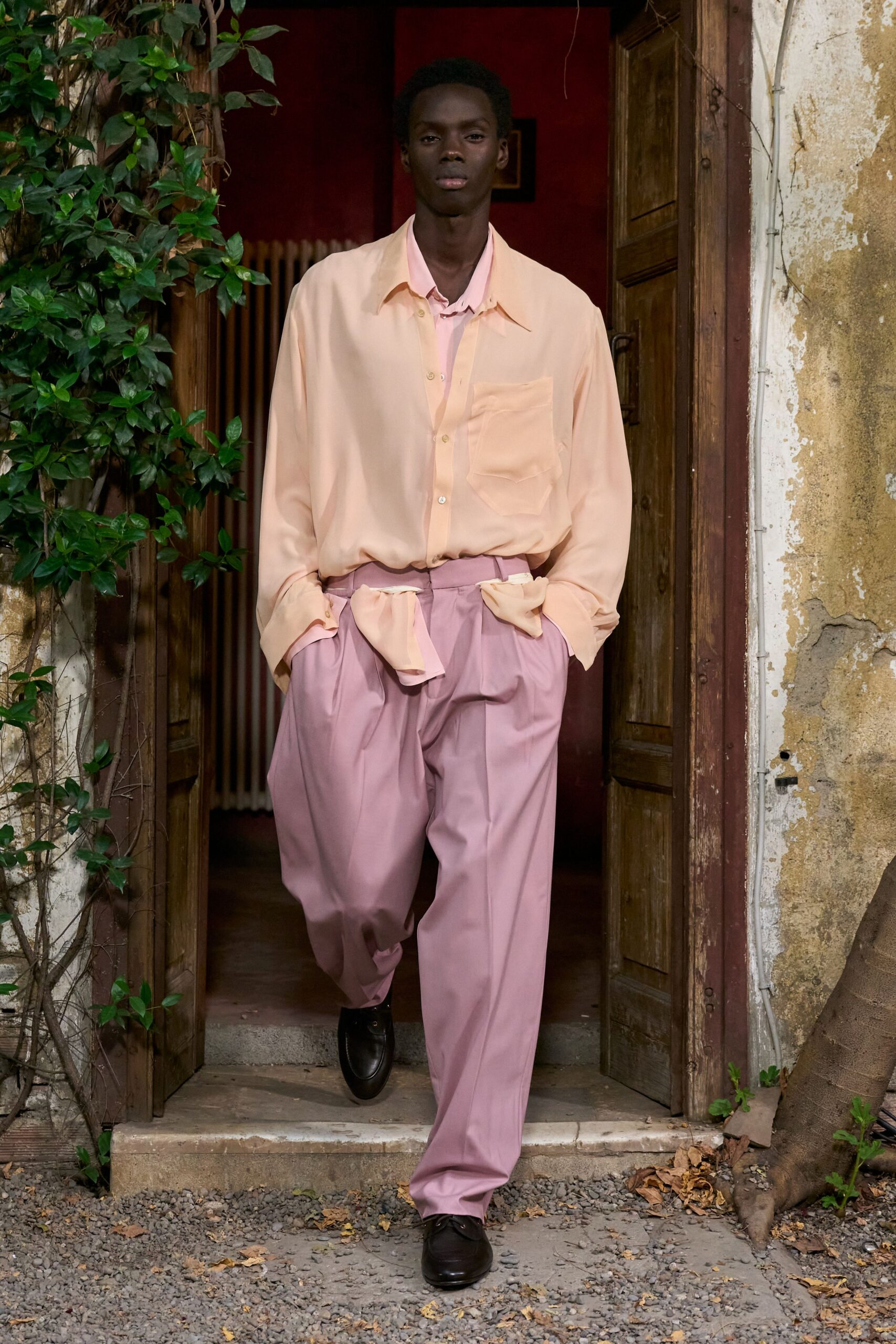 silk self-tie sash shirt
