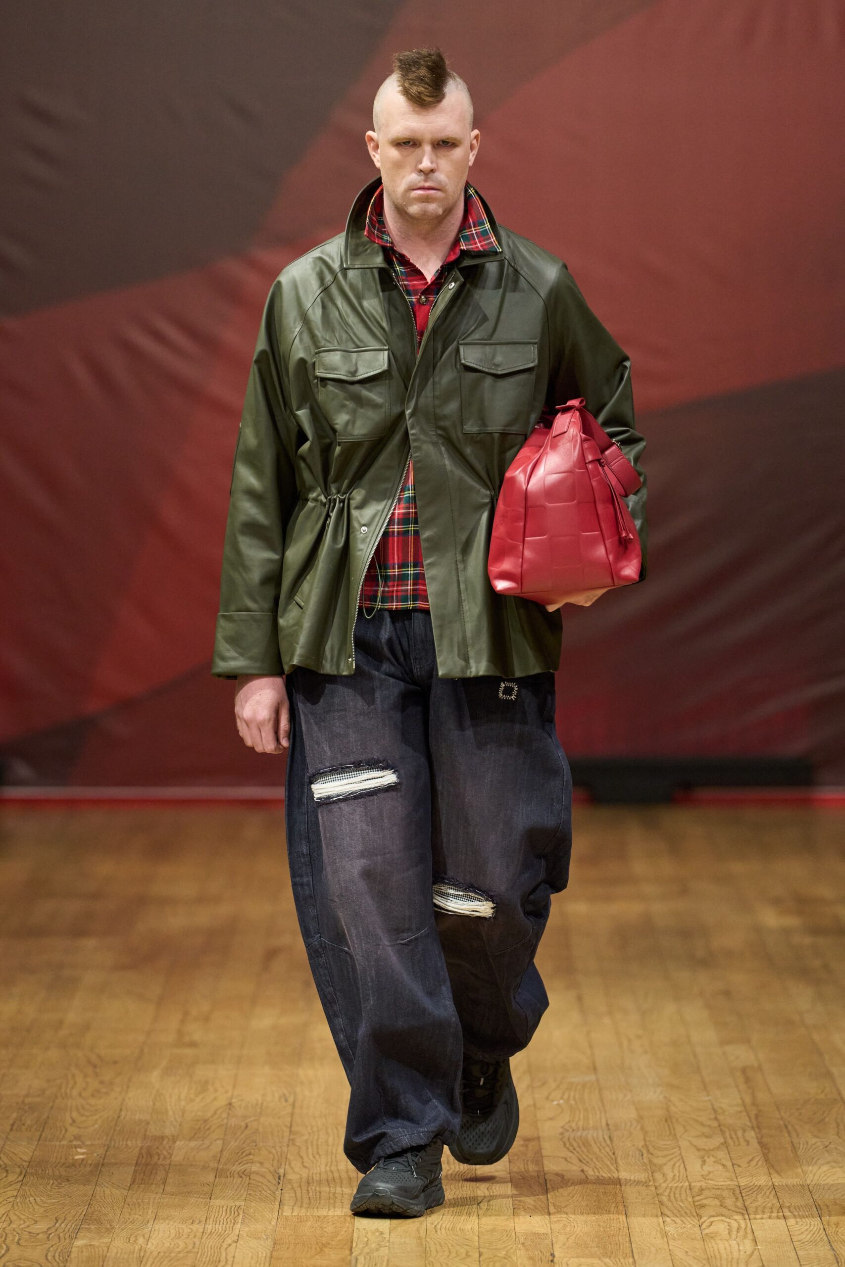 olive leather field jacket