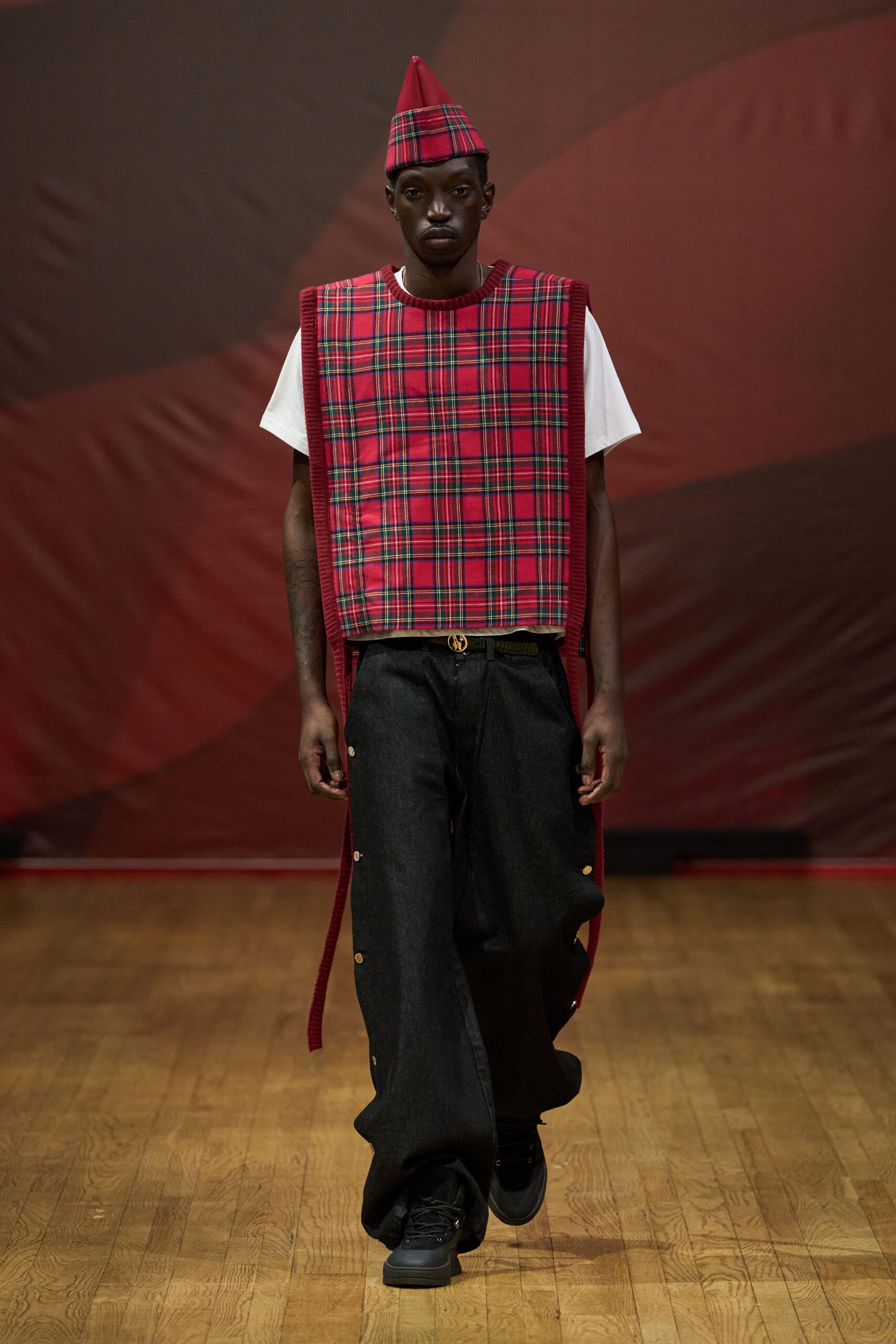red tartan tabard top