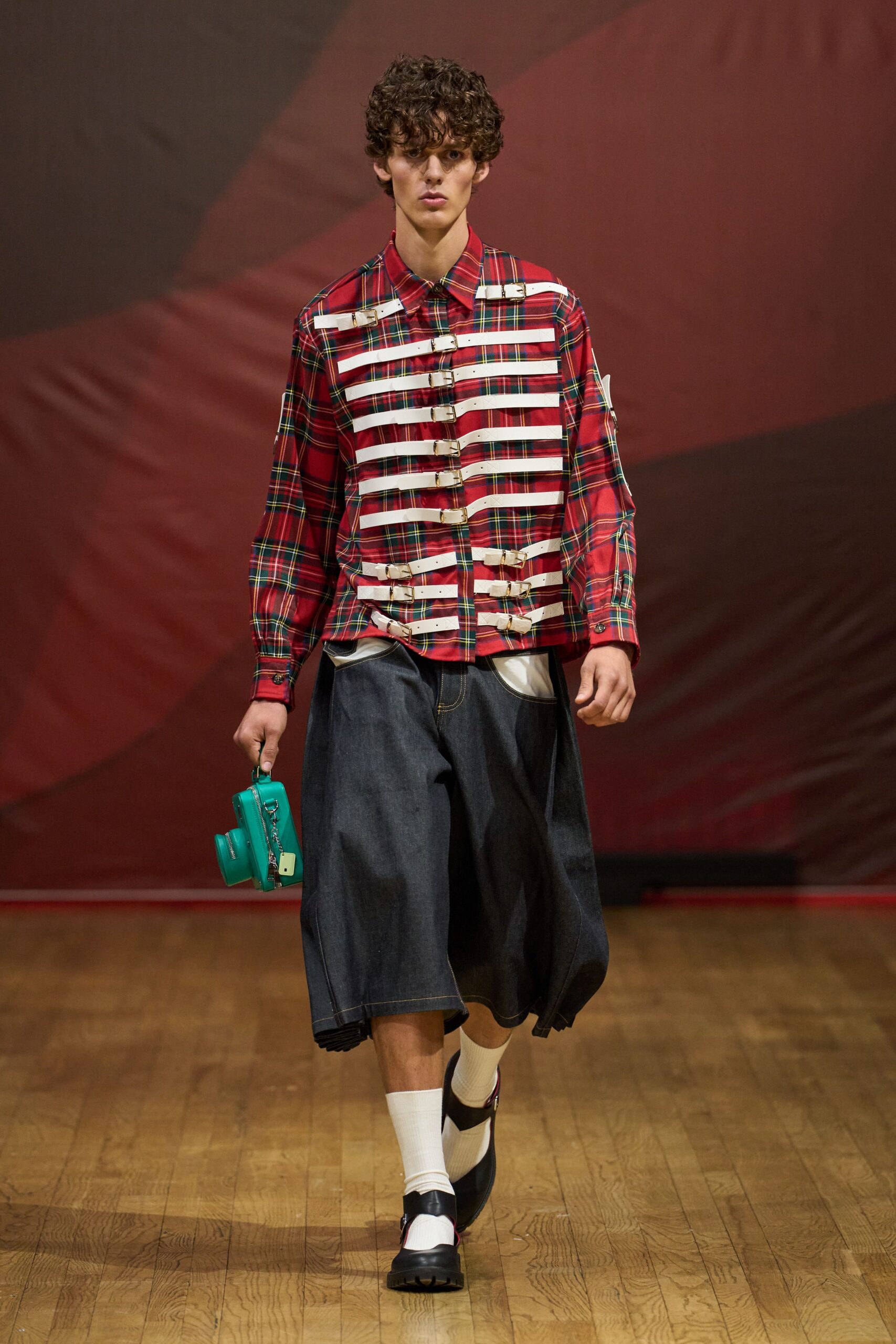 red tartan bondage shirt