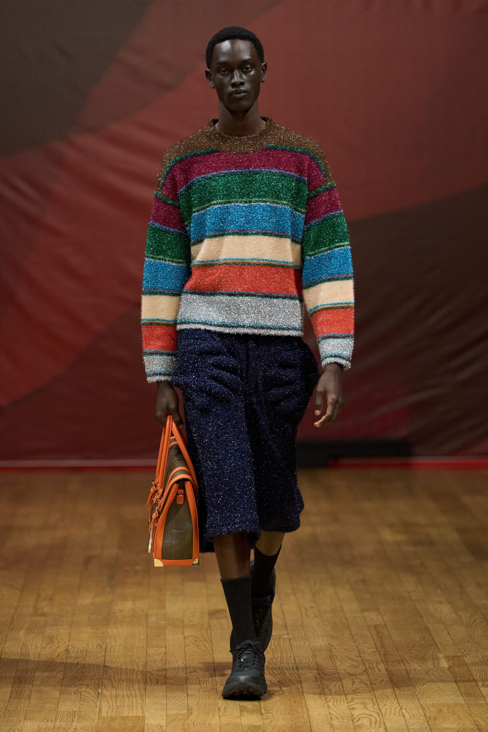 glitter striped knit sweater