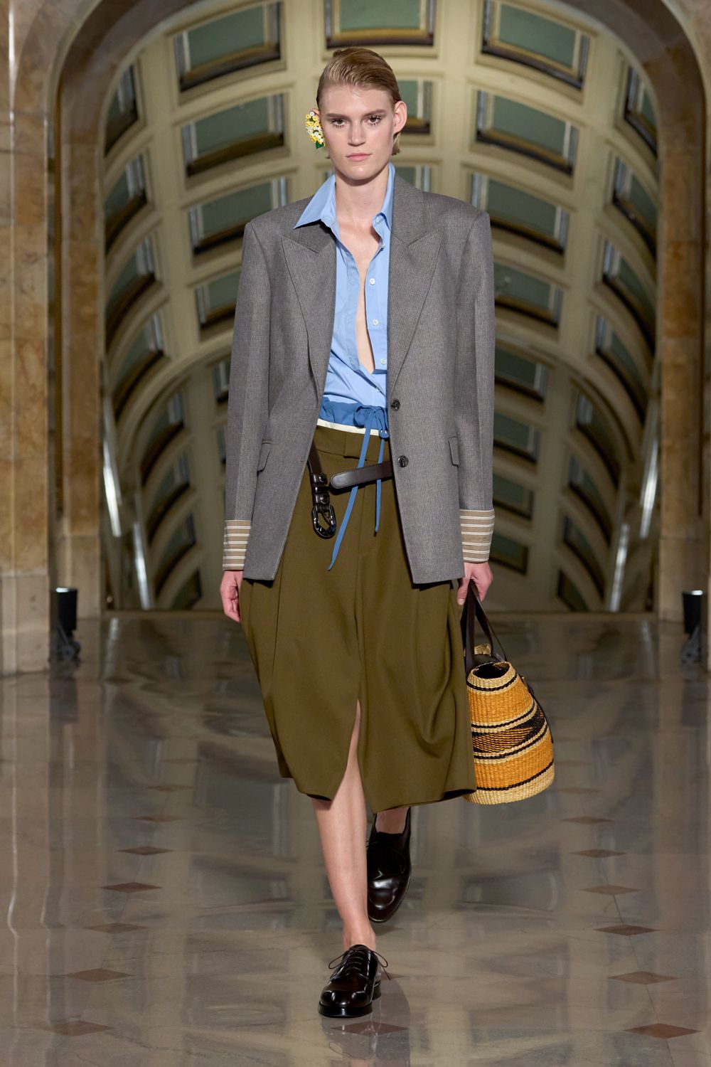 olive draped midi skirt