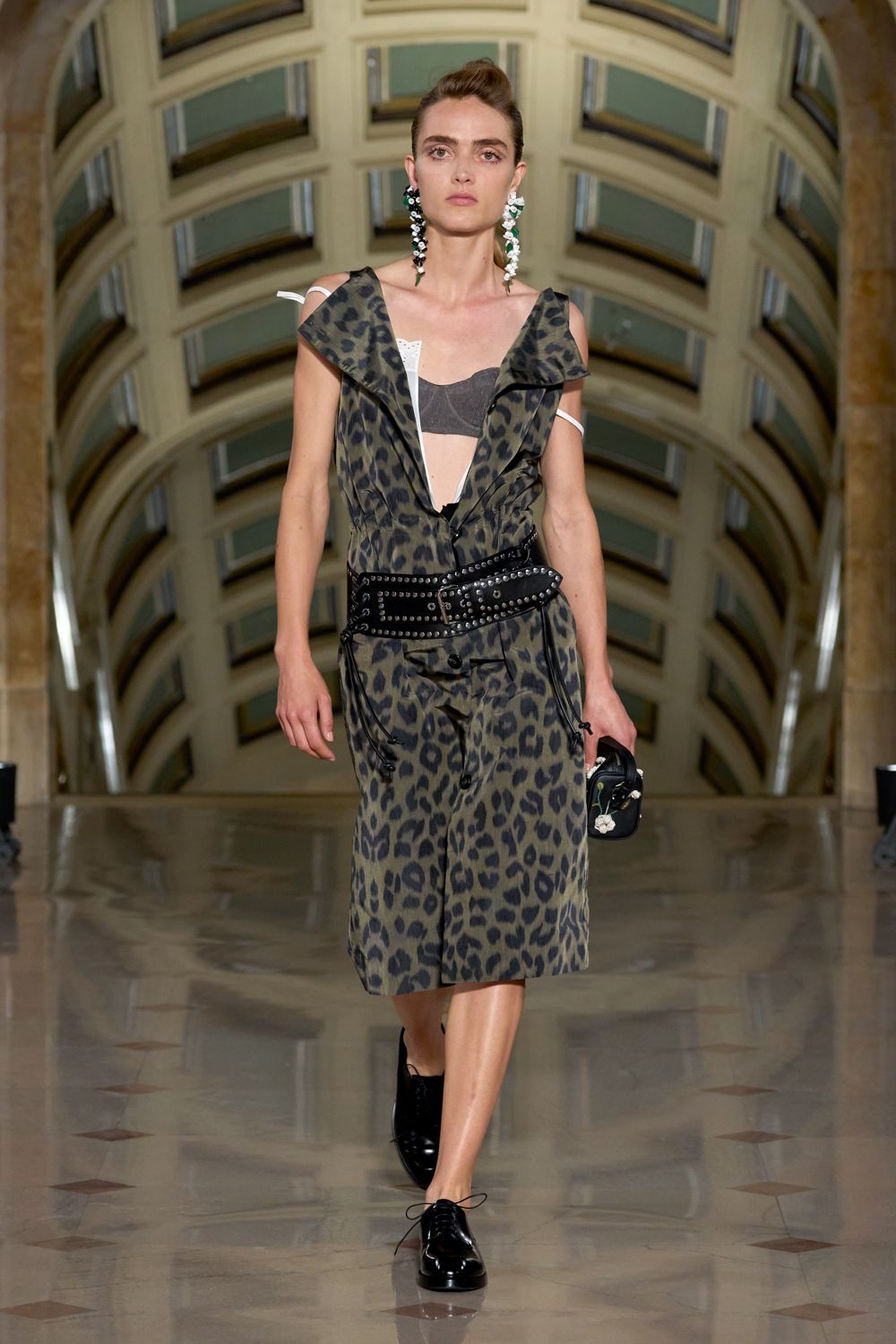 leopard-print pinafore midi dress