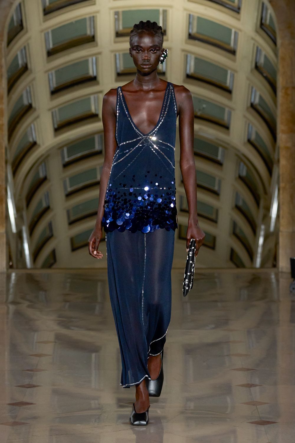 deep plunge sequined slip dress