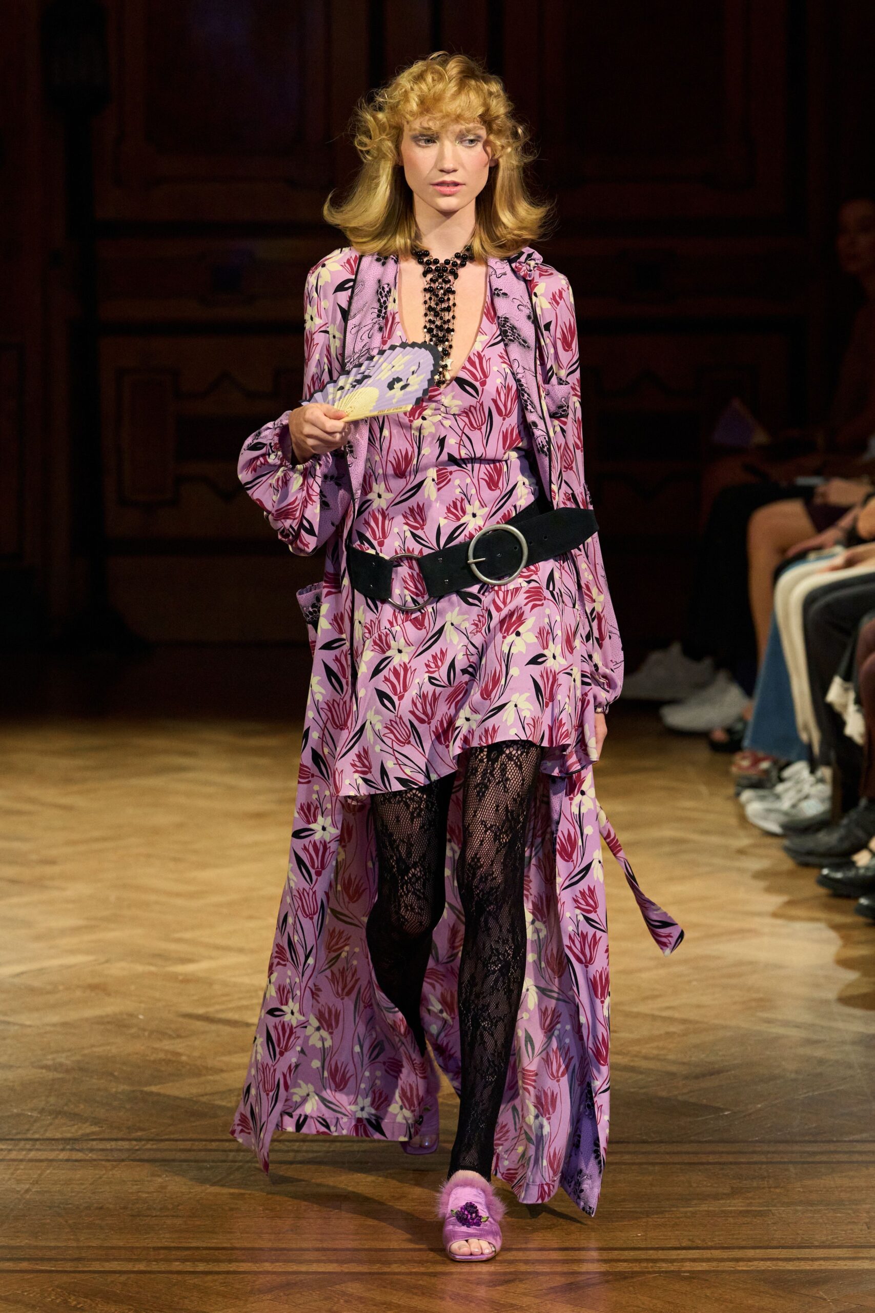 pink floral high-low dress