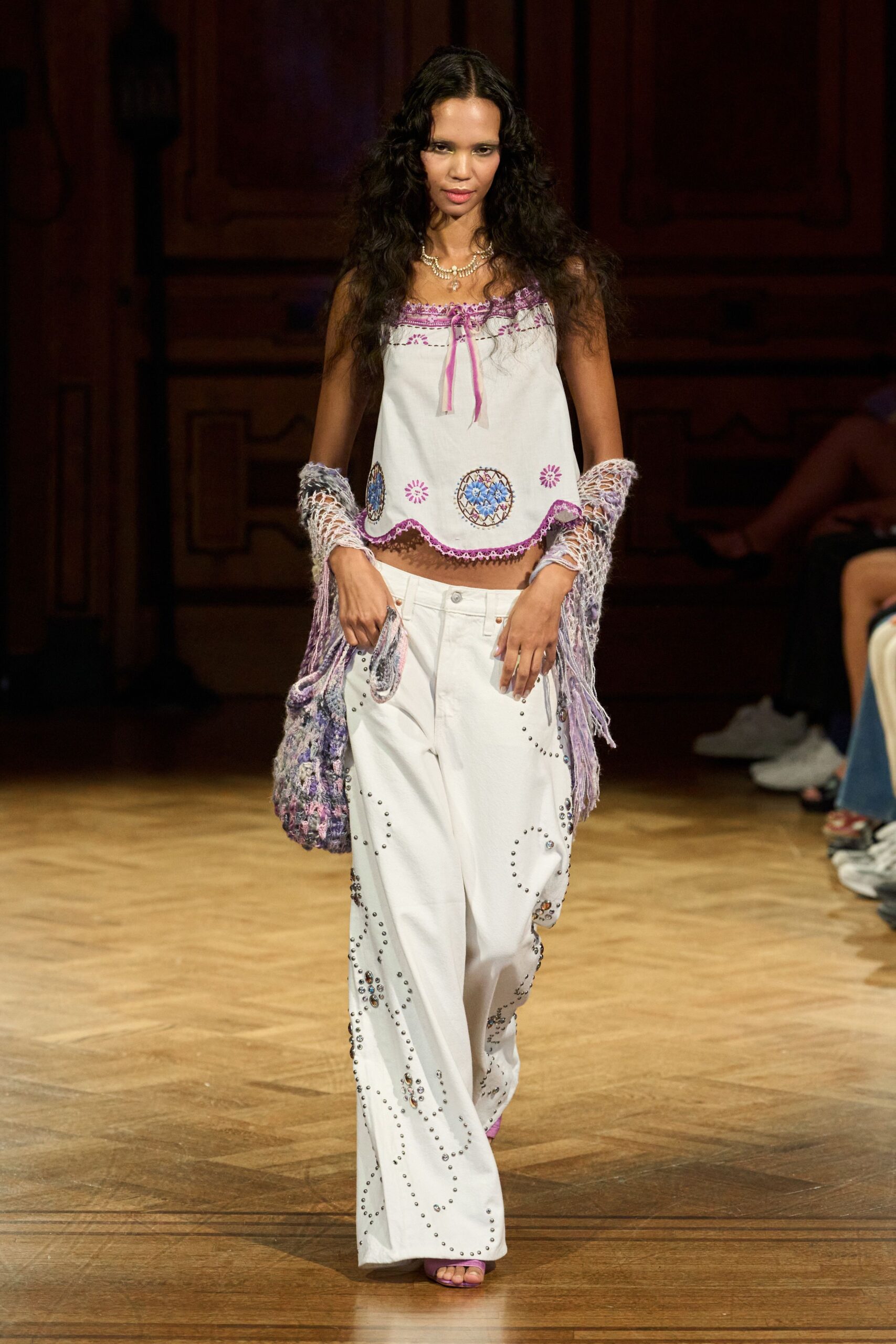 embroidered handkerchief hem camisole top