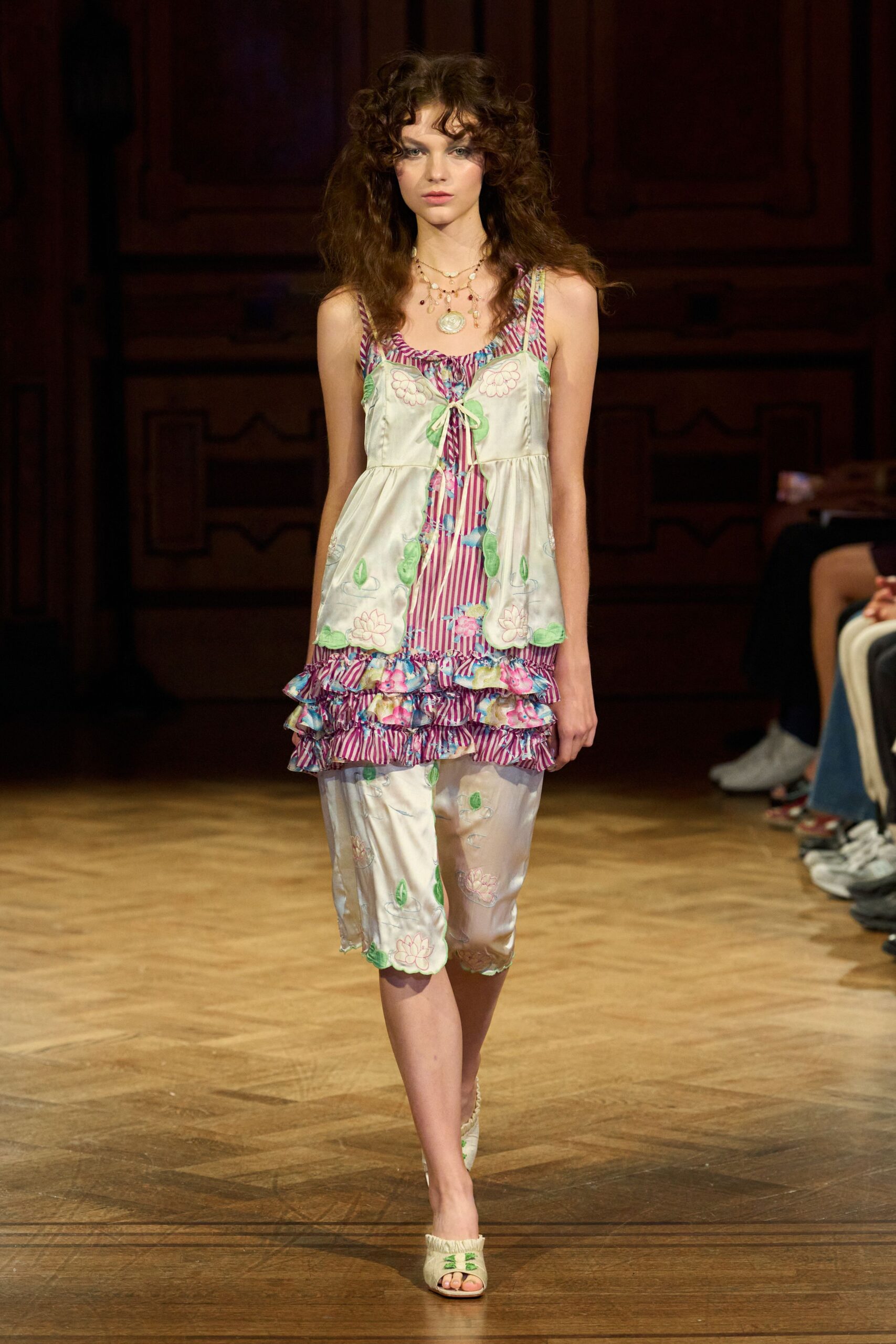 tiered floral slip dress
