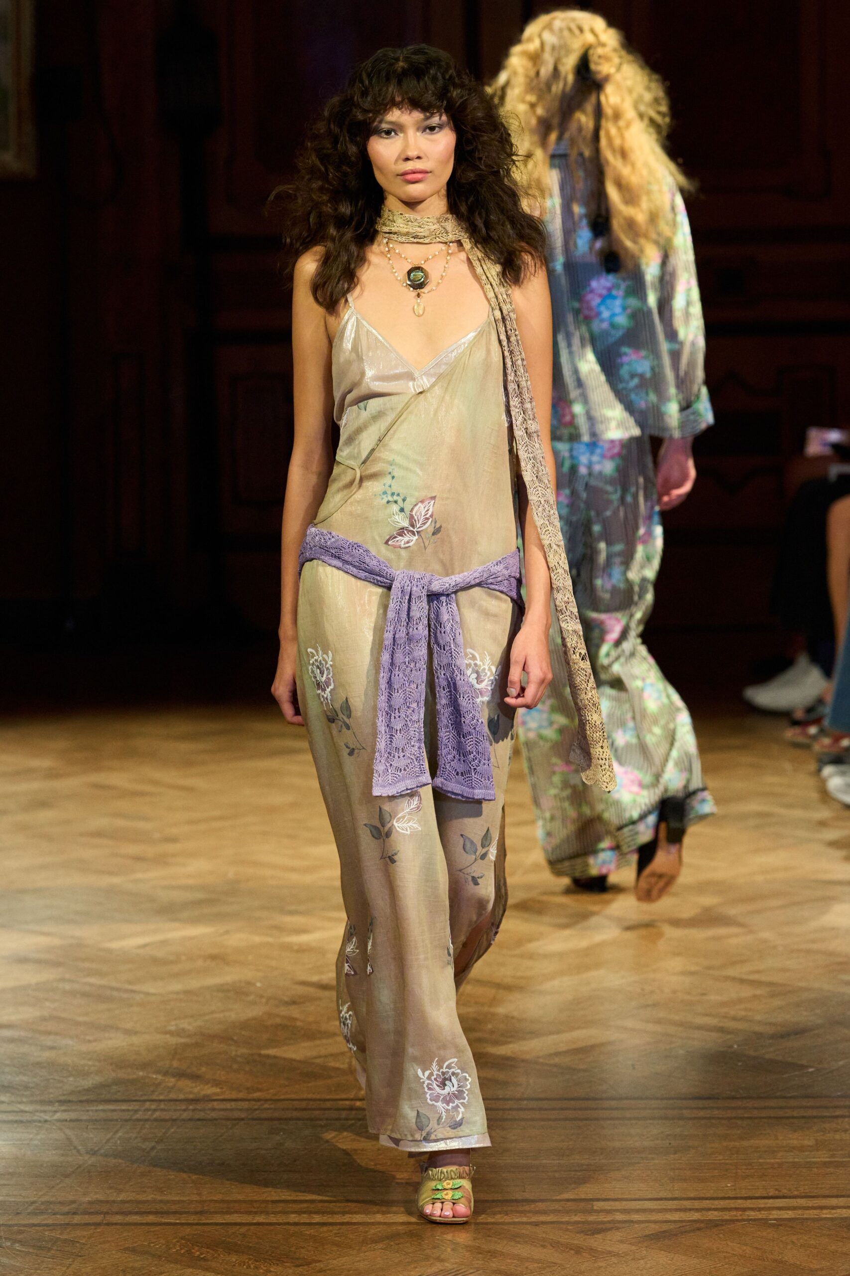 floral satin slip jumpsuit