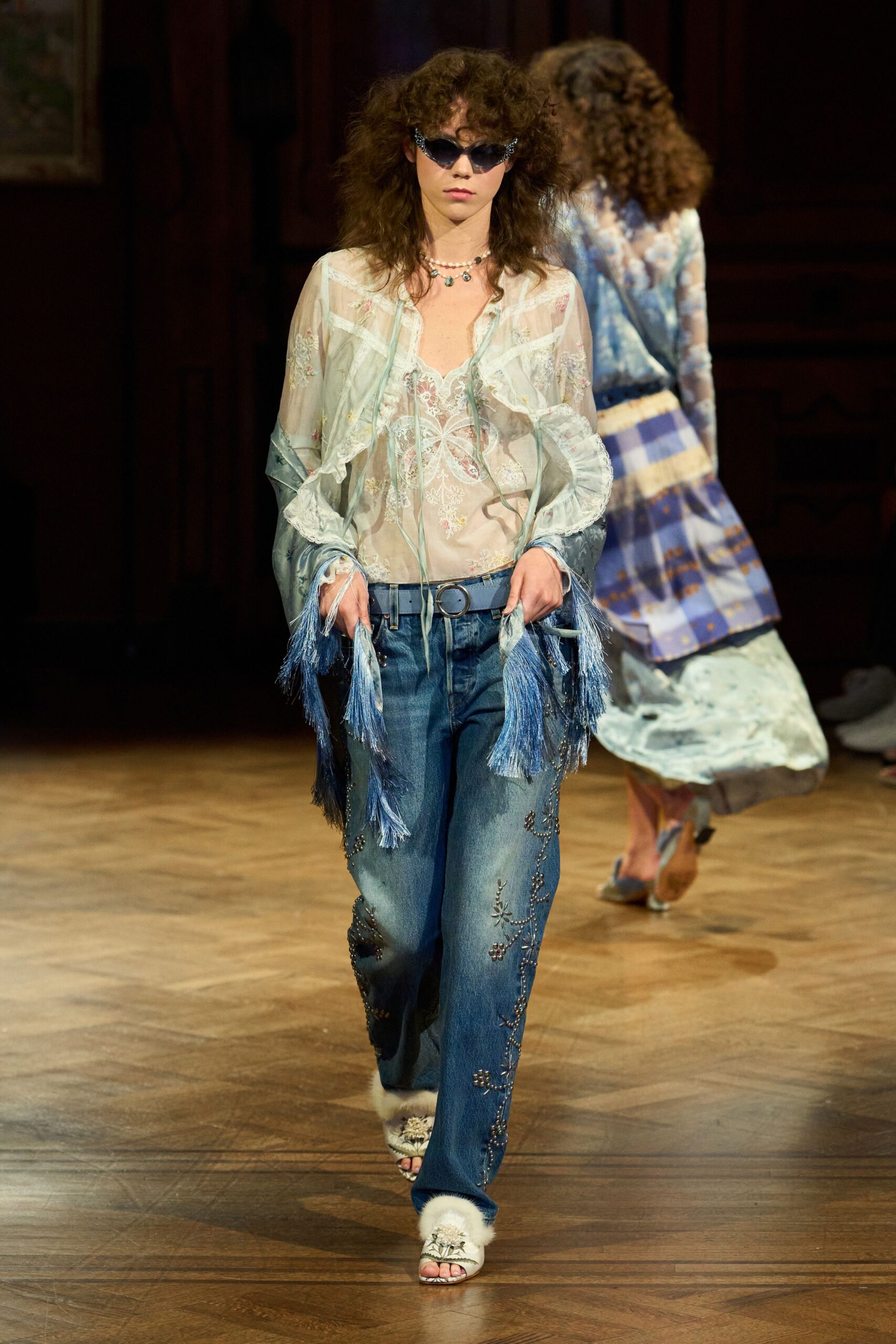 sheer embroidered peasant blouse