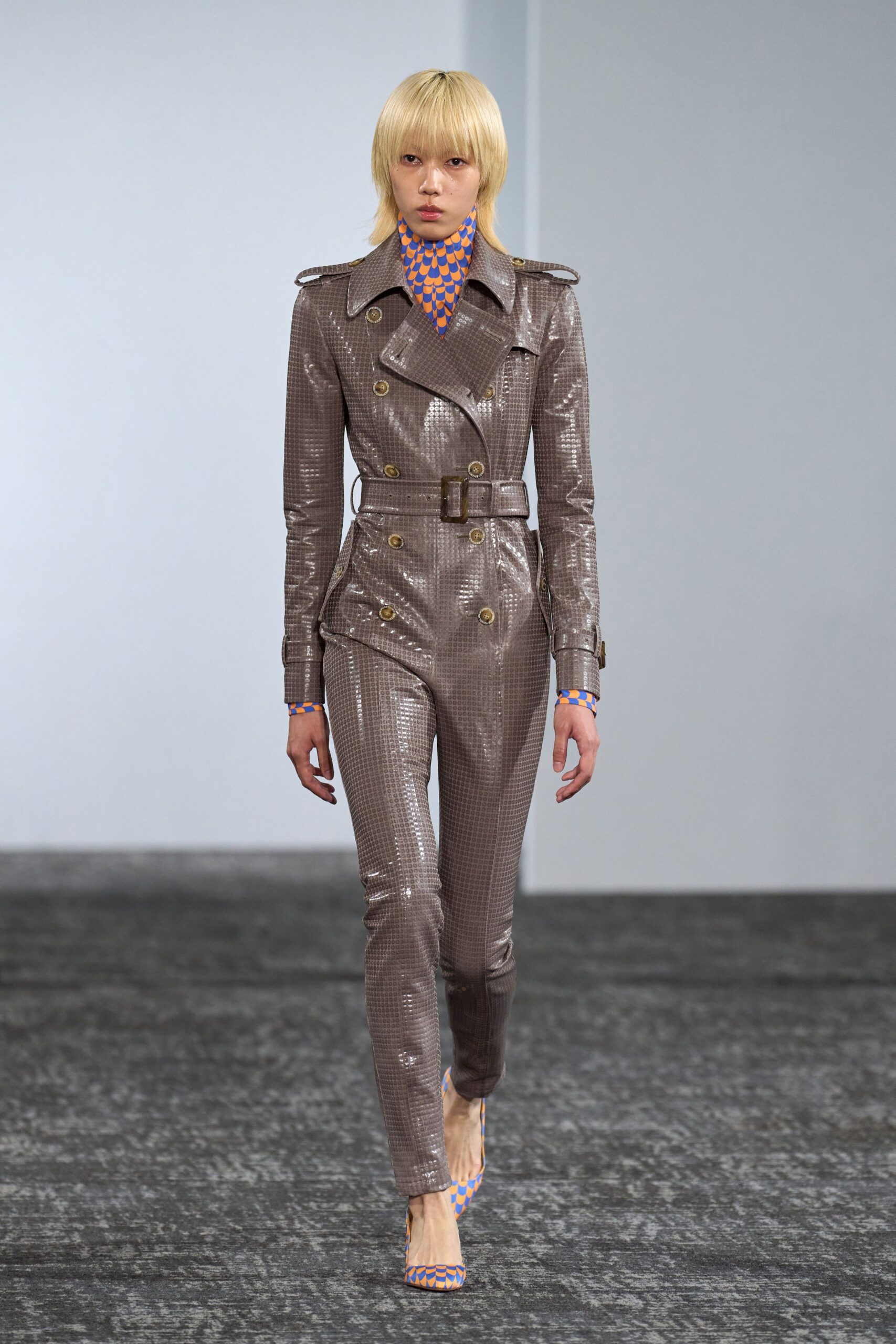 trench-inspired belted jumpsuit