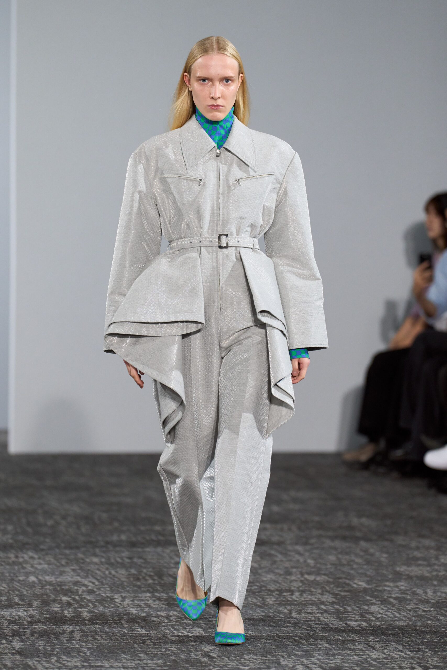 silver peplum belted jumpsuit