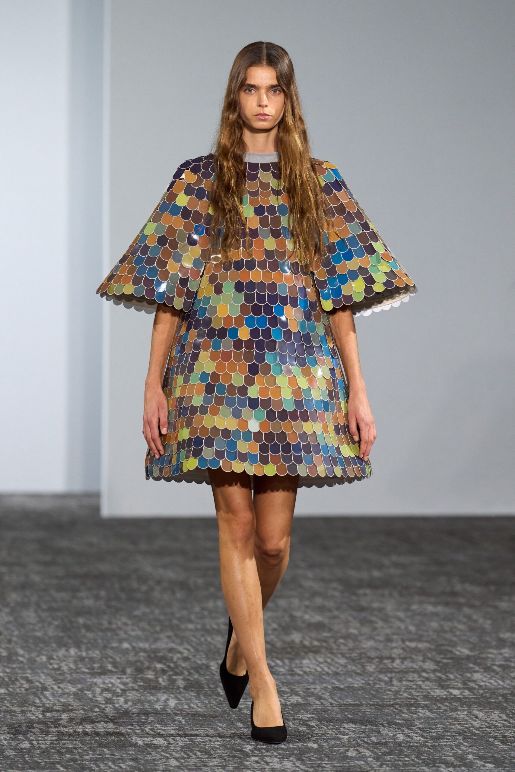 multicolor scale cape mini dress
