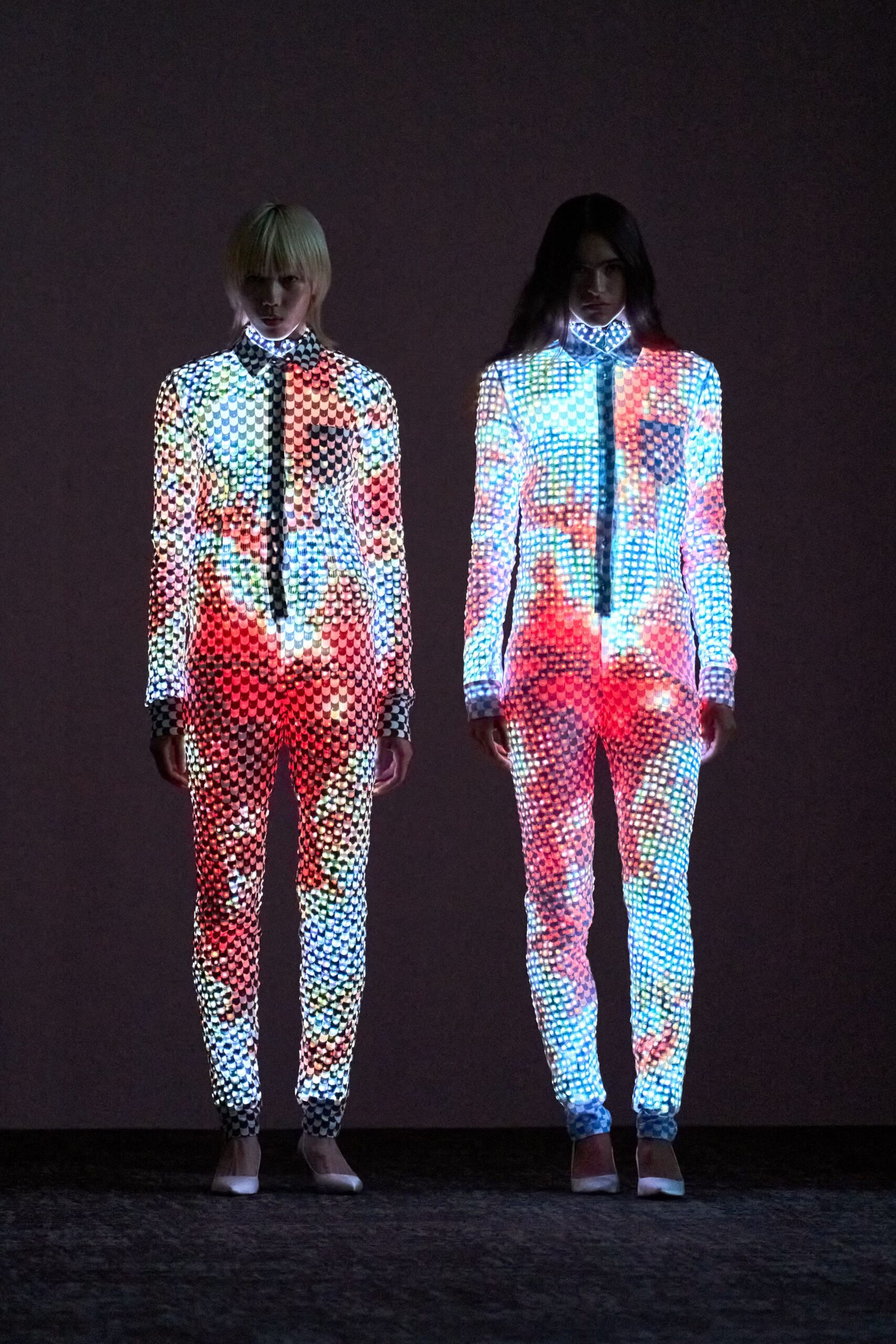 illusion shirt-and-tie printed jumpsuit