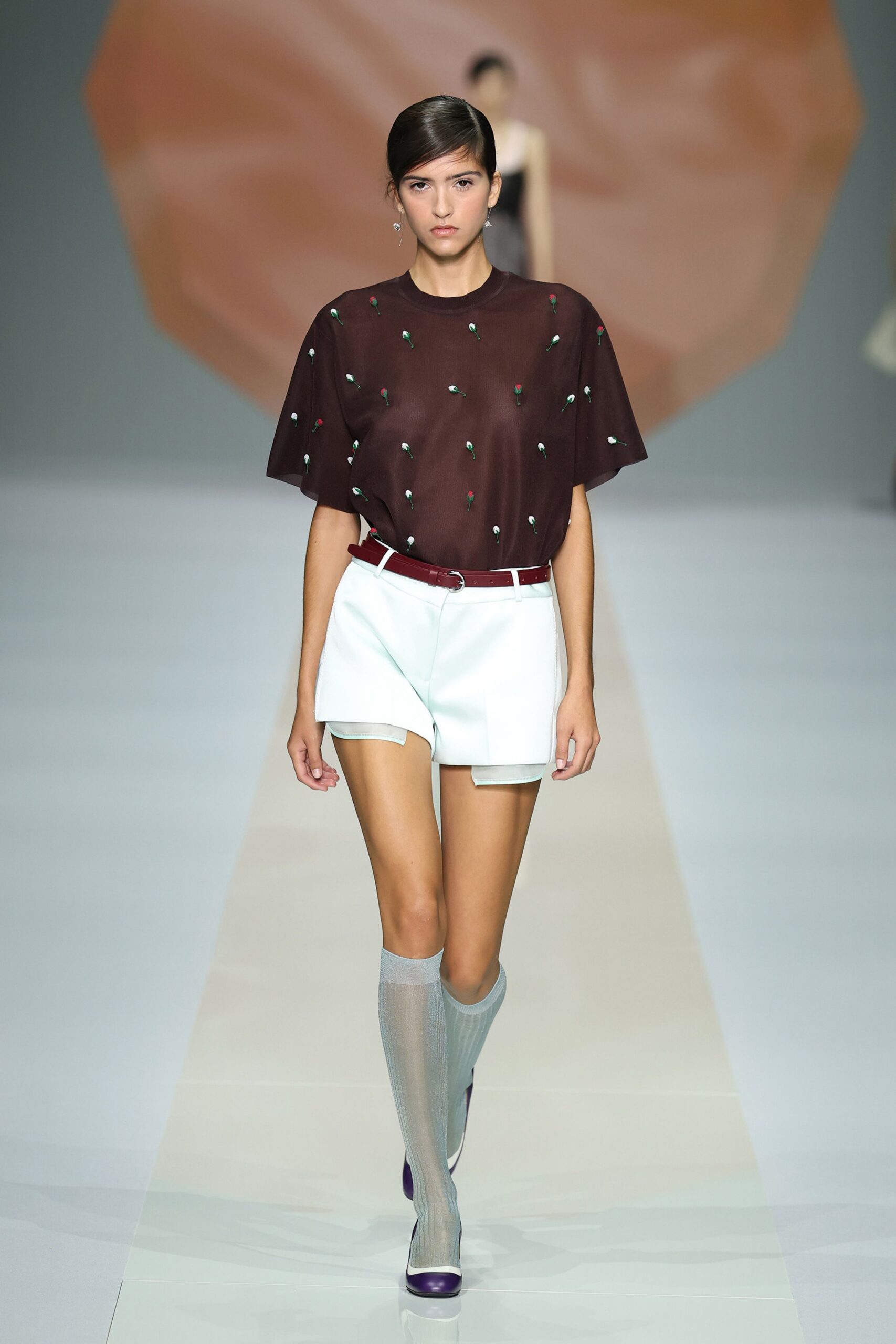maroon leather buckled belt