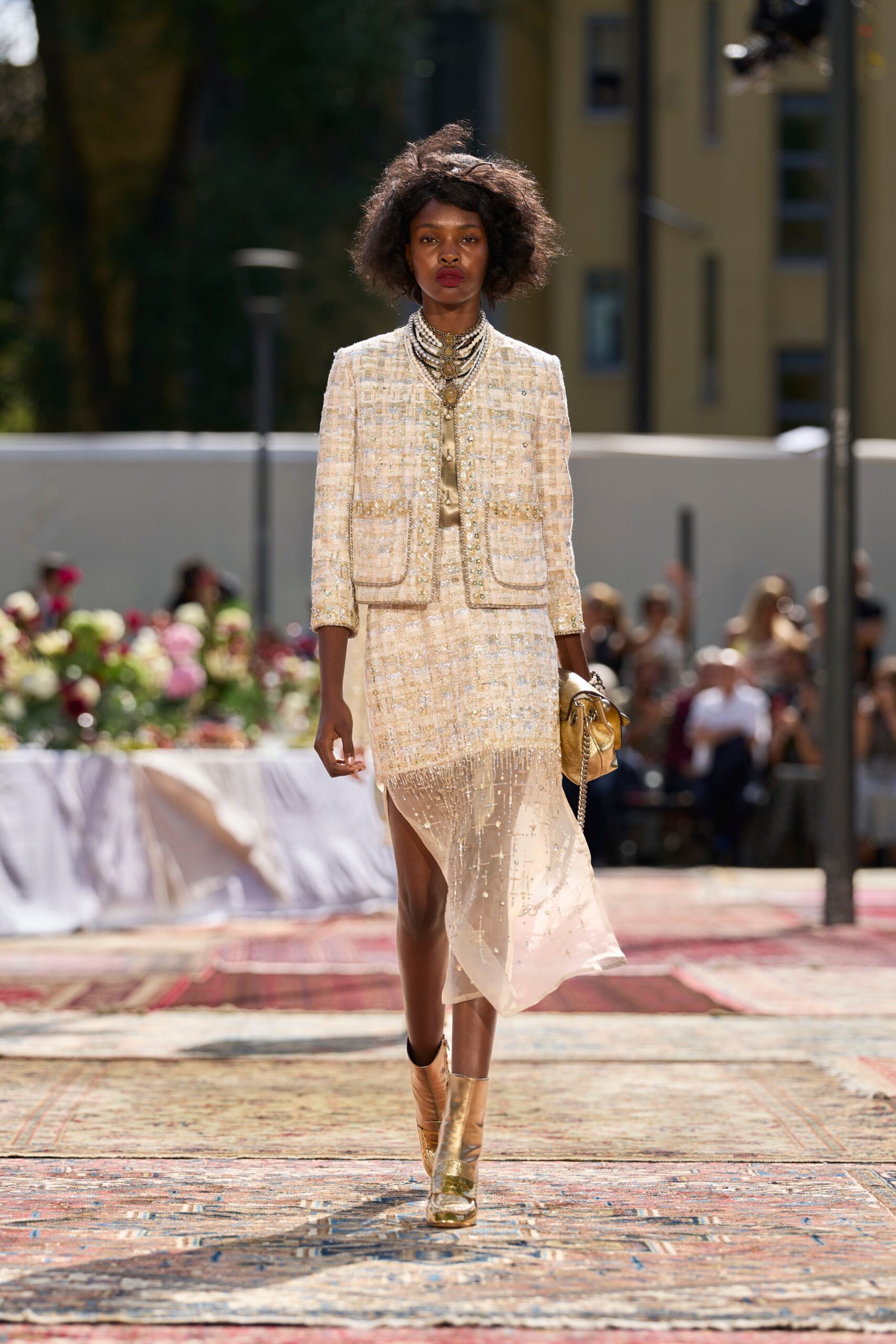 embellished tweed jacket and skirt set