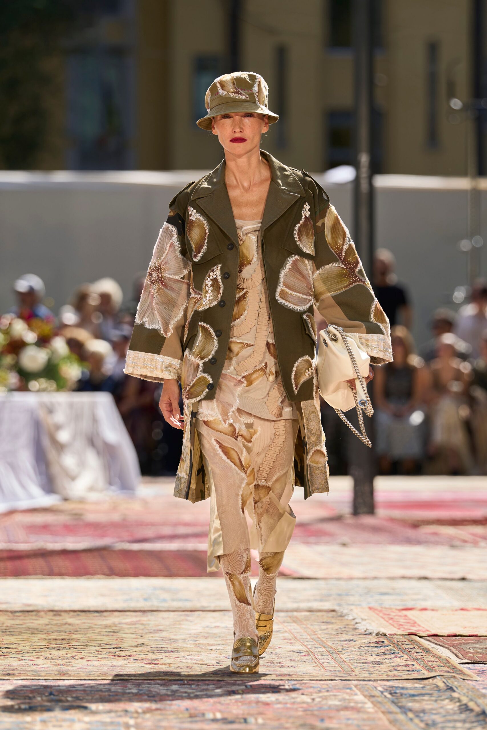 embellished camouflage patchwork jacket
