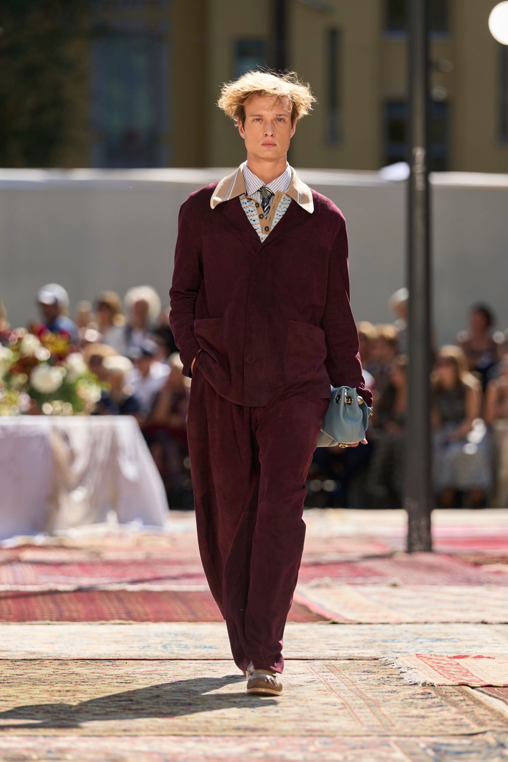 contrast-collar suede jacket